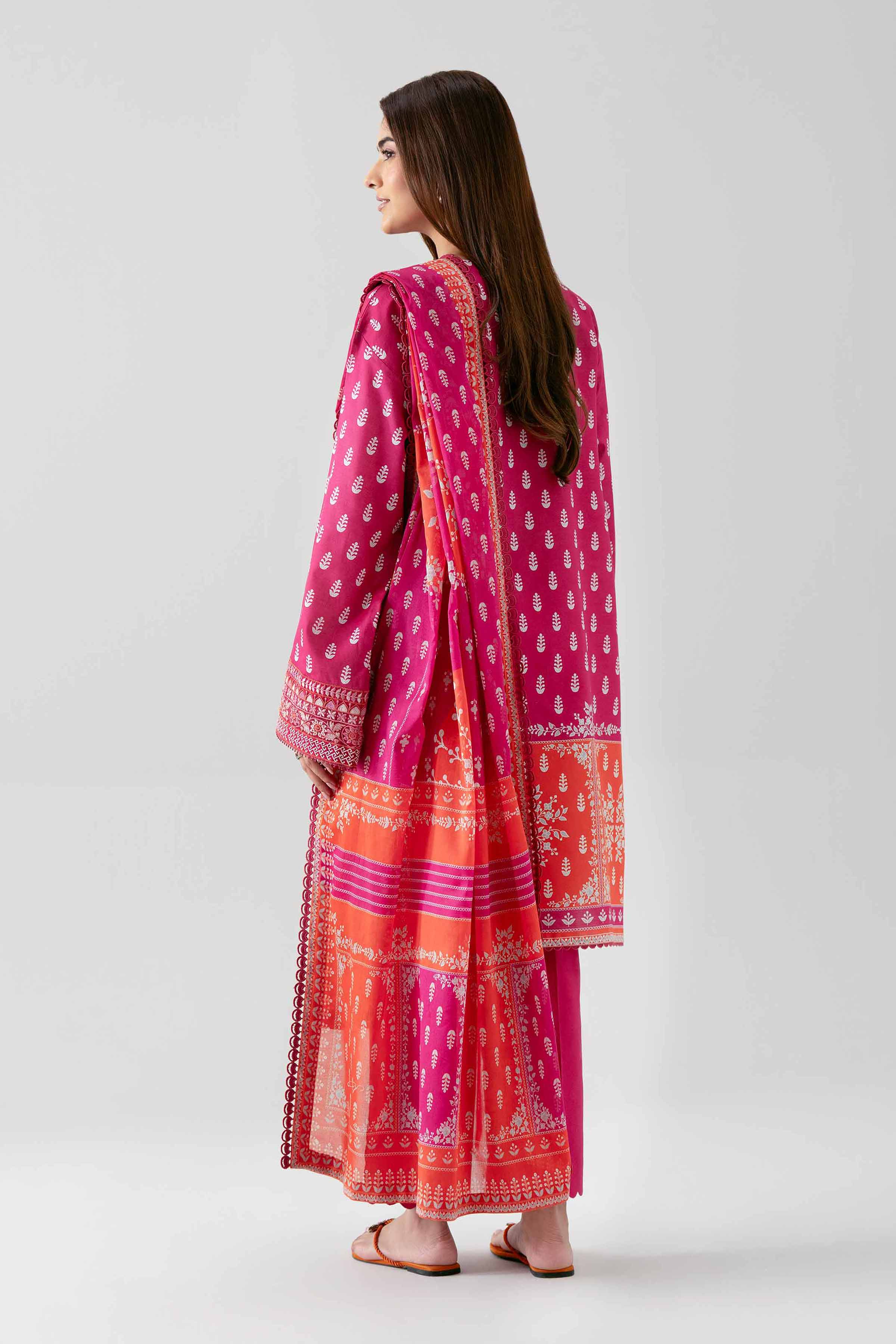 3 Piece - Digital Printed Embroidered Suit - 42601101 NishatUAE Pink Lawn 3PC Embroidered Unstitched