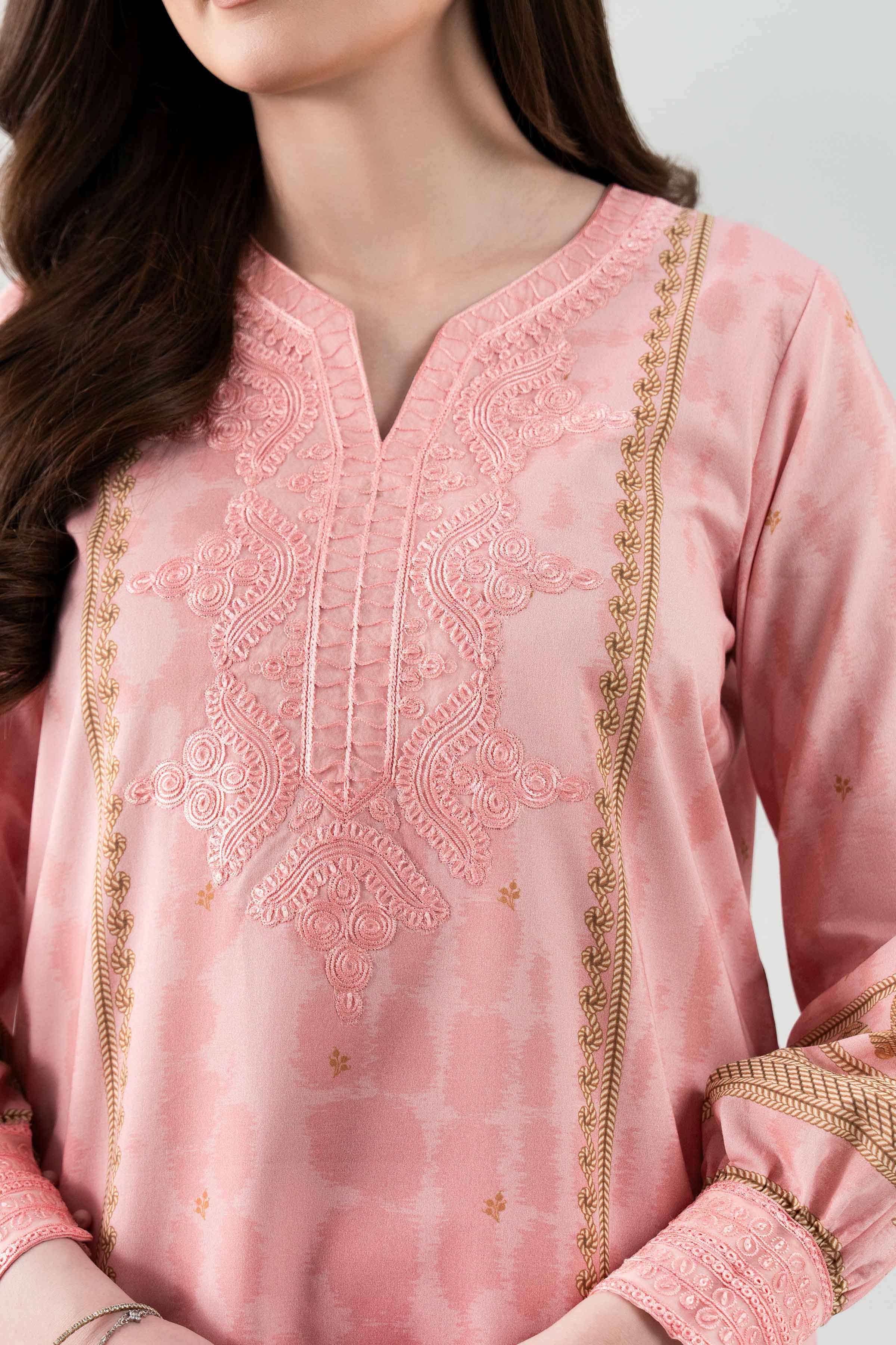 3 Piece - Digital Printed Embroidered Suit - 42601106 NishatUAE Pink Lawn 3PC Embroidered Unstitched