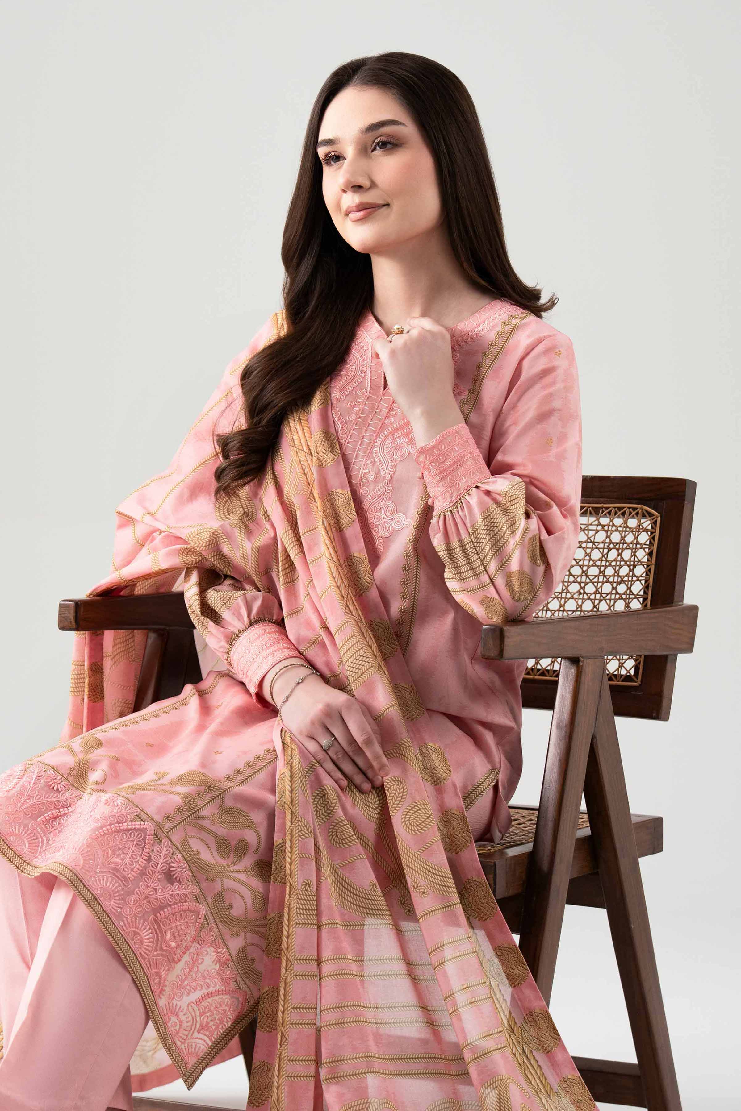 3 Piece - Digital Printed Embroidered Suit - 42601106 NishatUAE Pink Lawn 3PC Embroidered Unstitched