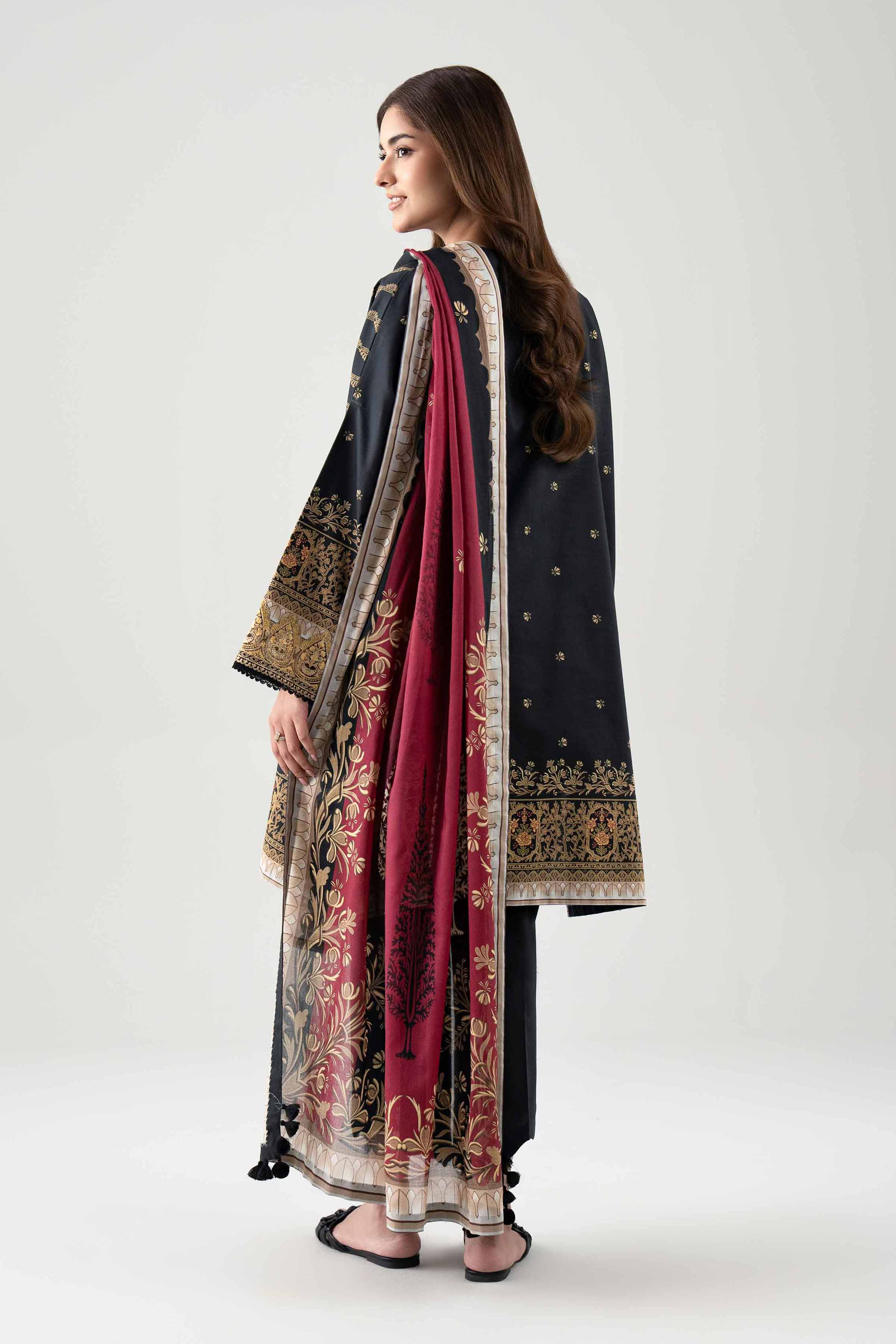 3 Piece - Embroidered Suit - 42601107 NishatUAE Black Lawn 3PC Embroidered Unstitched