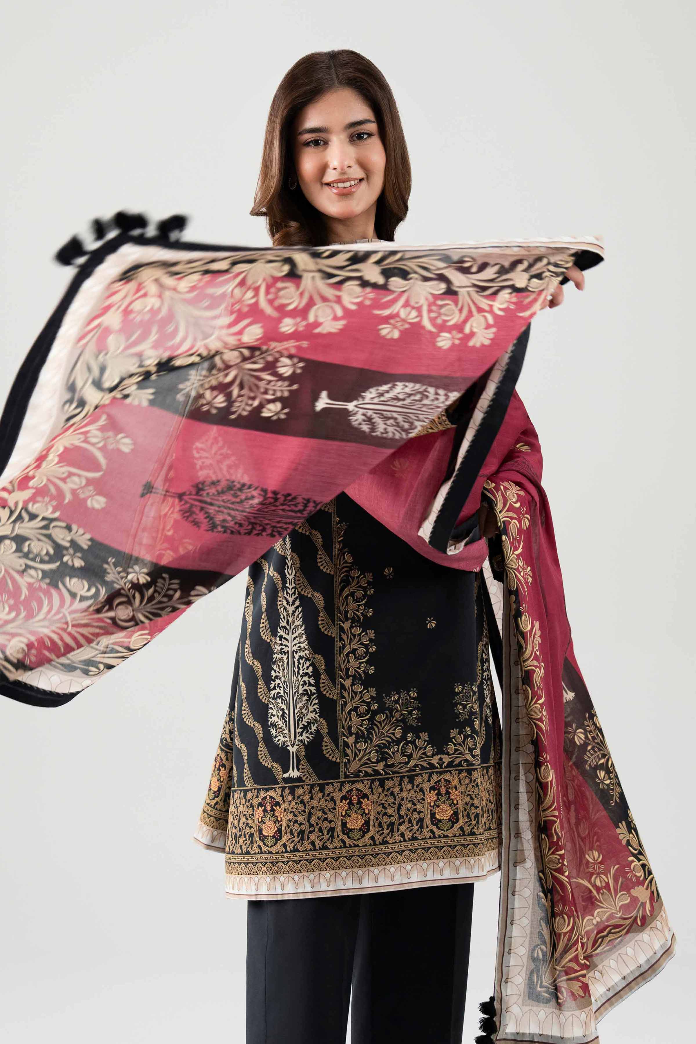 3 Piece - Embroidered Suit - 42601107 NishatUAE Black Lawn 3PC Embroidered Unstitched