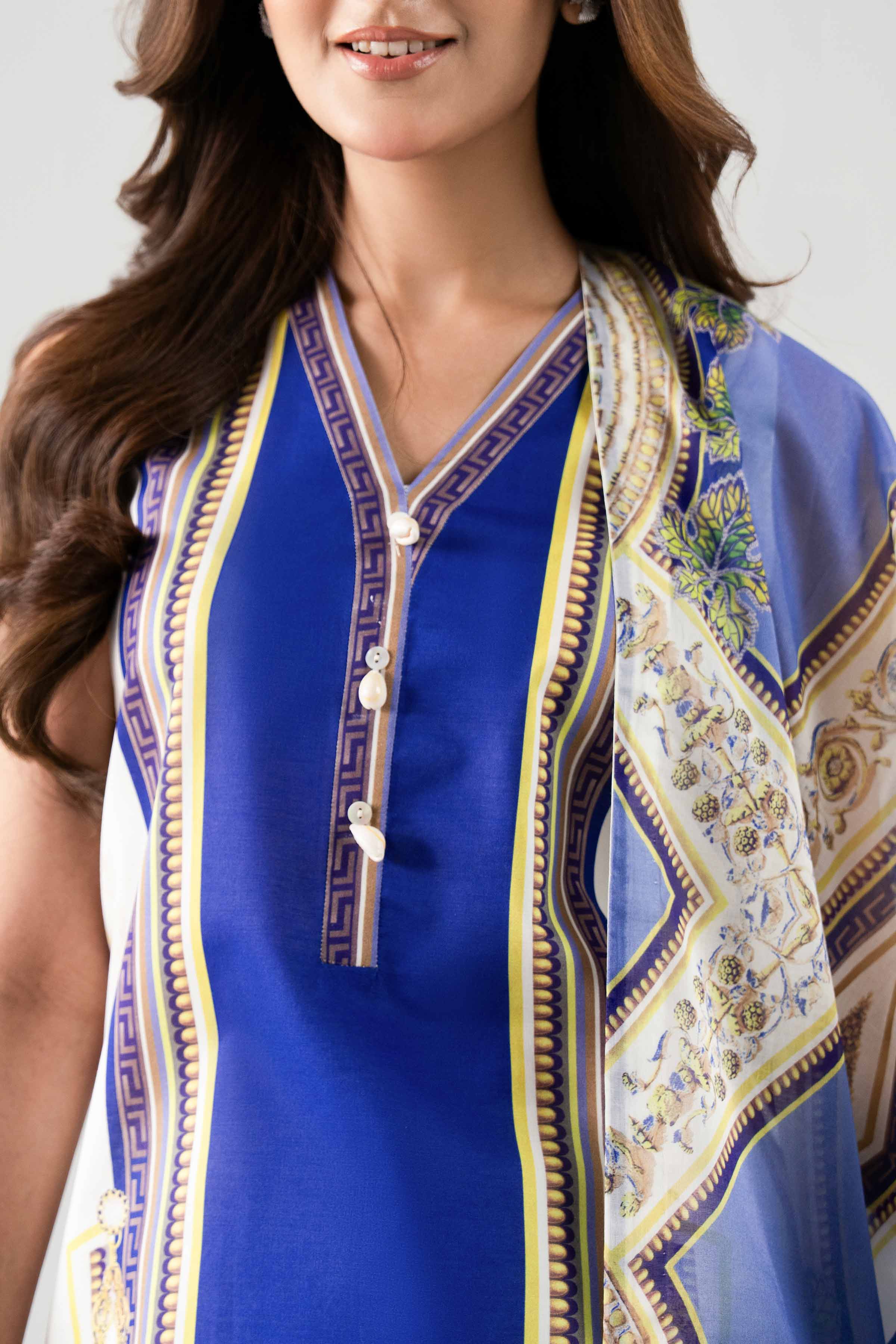 3 Piece - Digital Printed Suit - 42601116 NishatUAE Blue Lawn 3PC Printed Unstitched