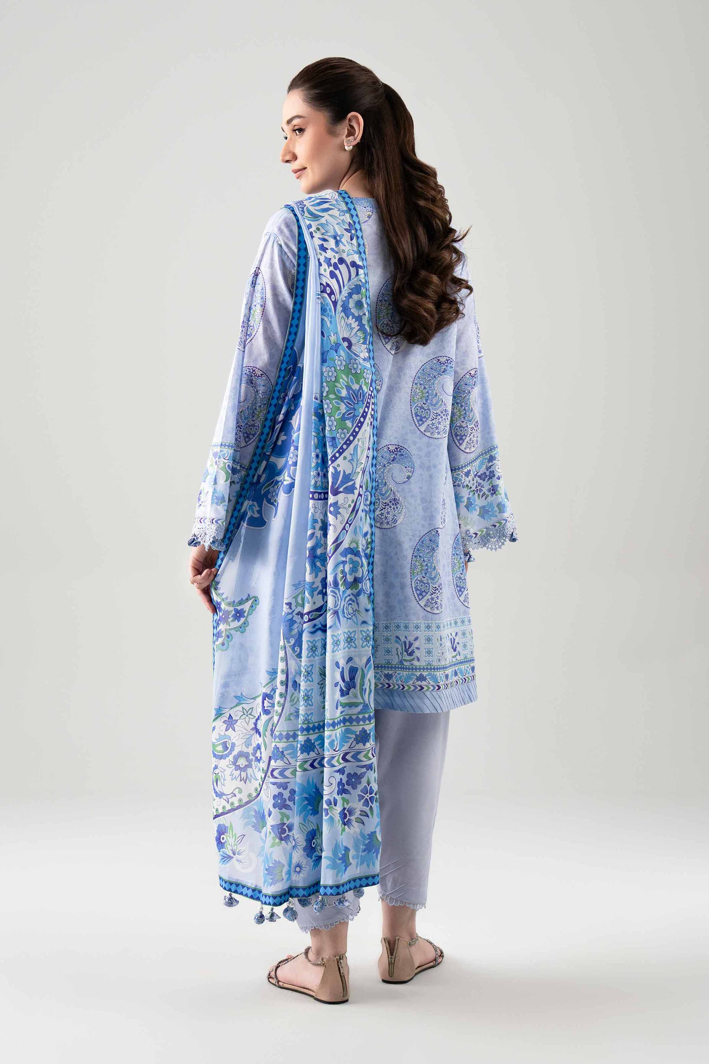 3 Piece - Printed Suit - 42601117 NishatUAE Blue Lawn 3PC Printed Unstitched