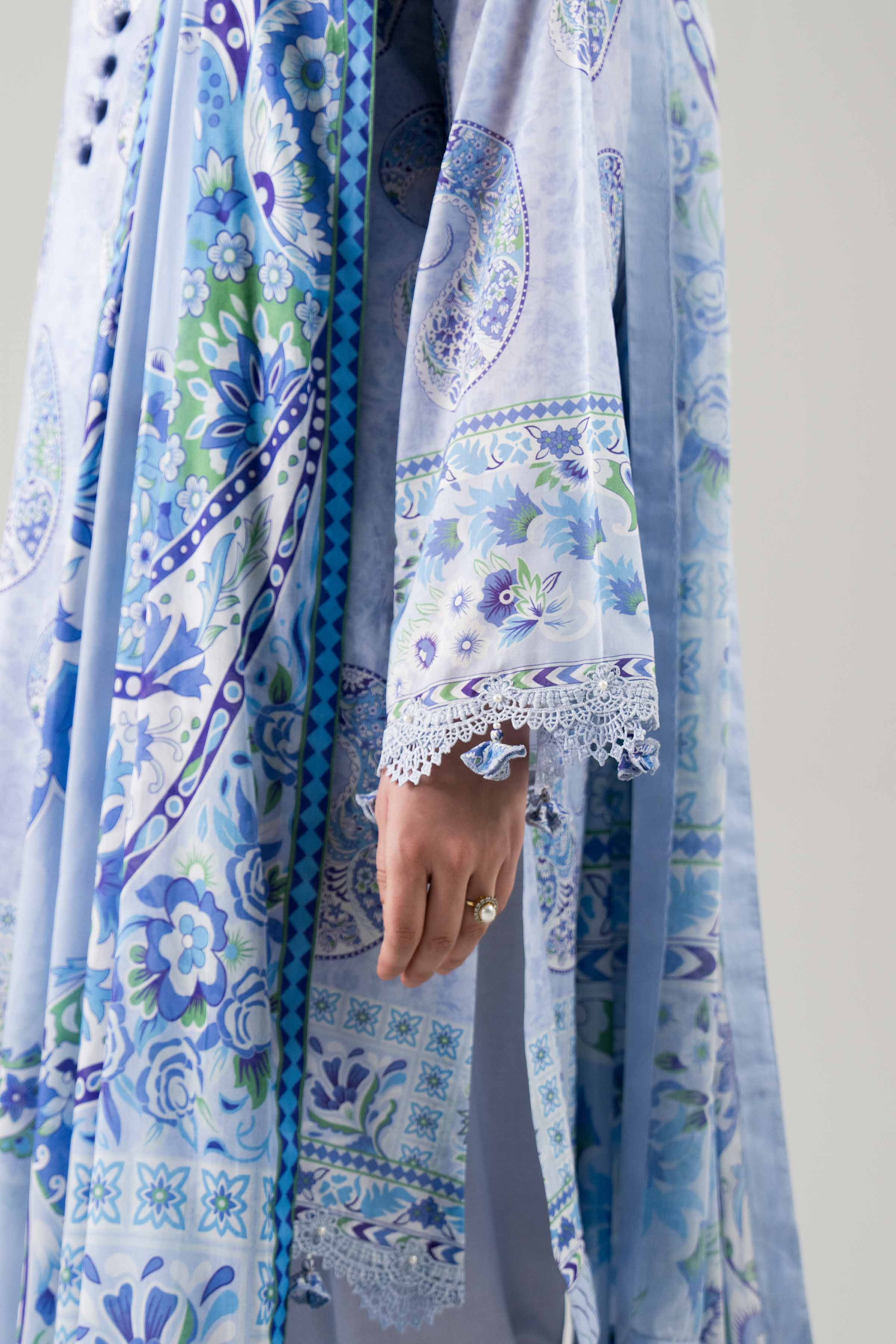 3 Piece - Printed Suit - 42601117 NishatUAE Blue Lawn 3PC Printed Unstitched