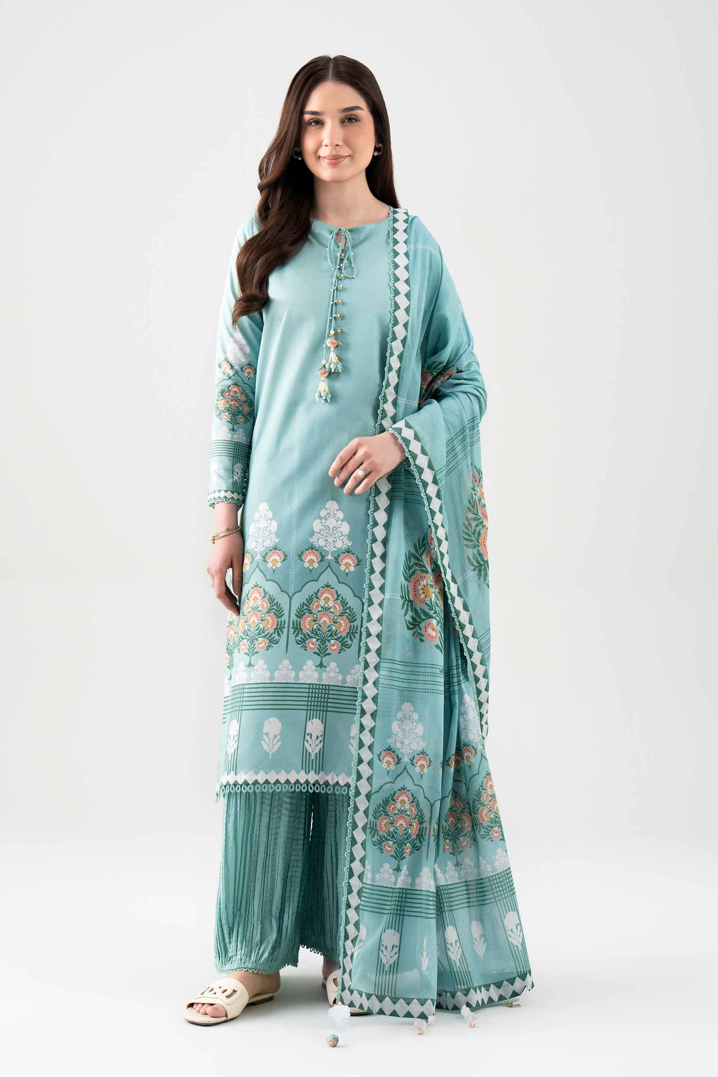 3 Piece - Printed Suit - 42601118 NishatUAE Green Lawn 3PC Printed Unstitched