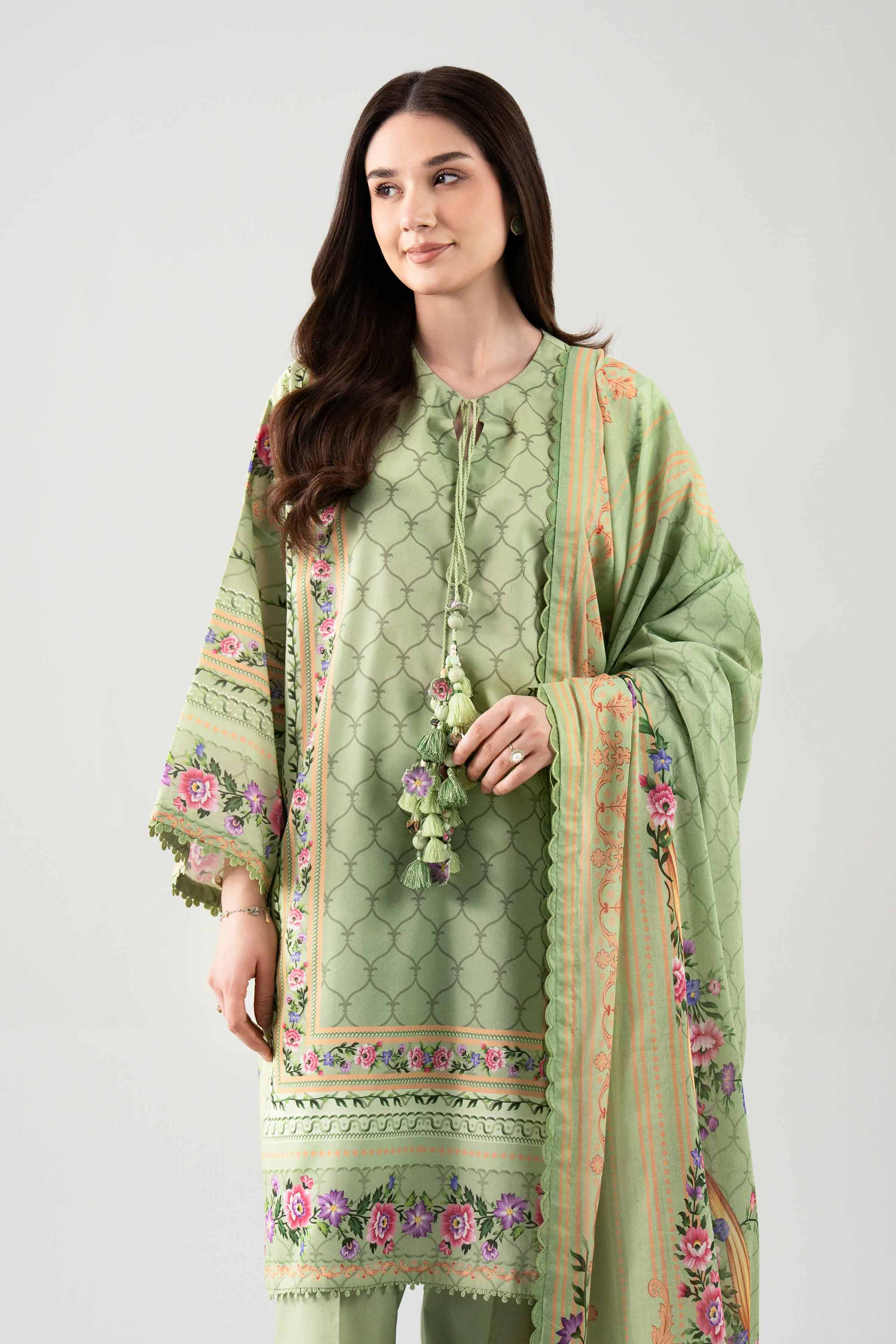 3 Piece - Printed Suit - 42601119 NishatUAE Green Lawn 3PC Printed Unstitched