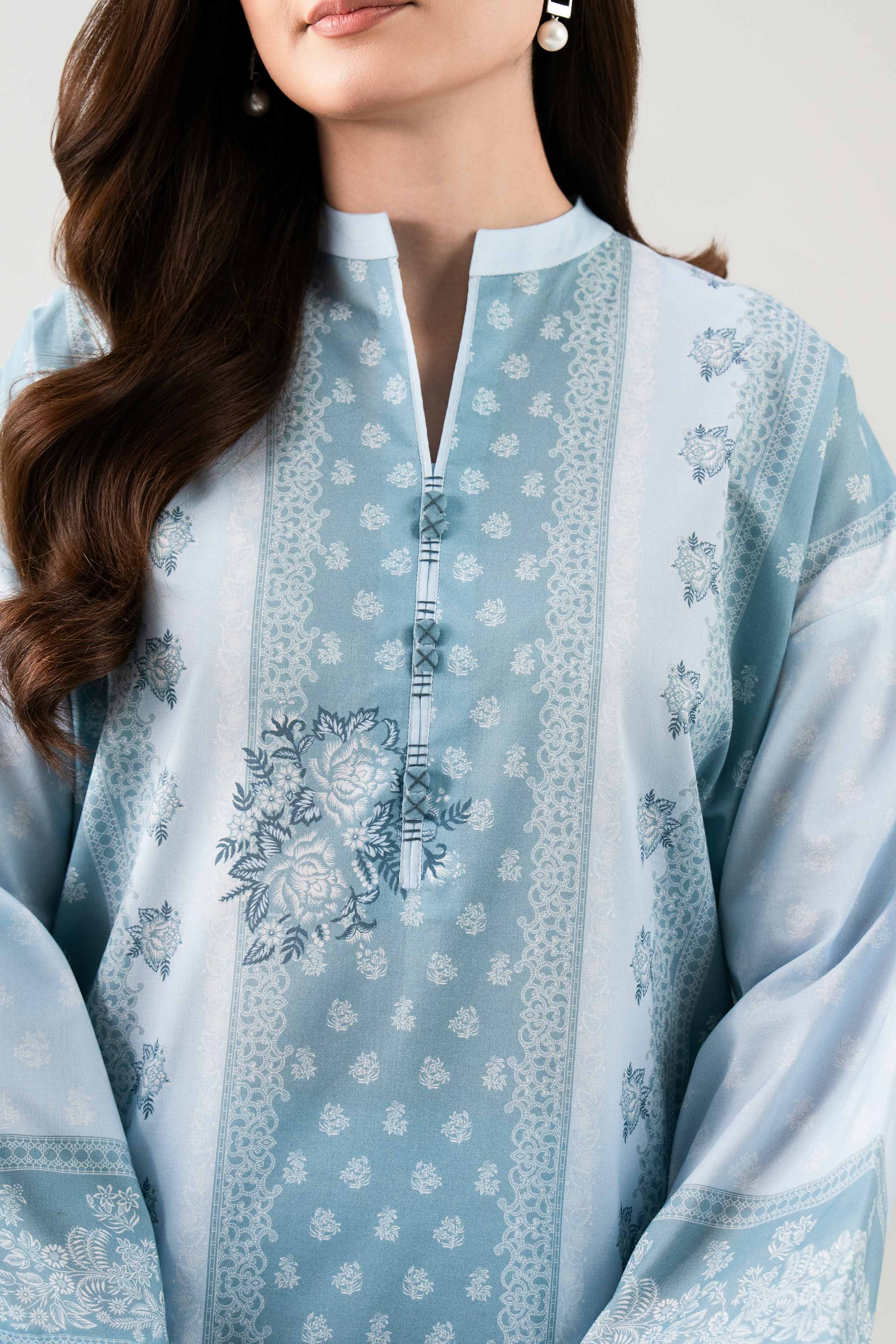 3 Piece - Printed Suit - 42601120 NishatUAE Blue Lawn 3PC Printed Unstitched