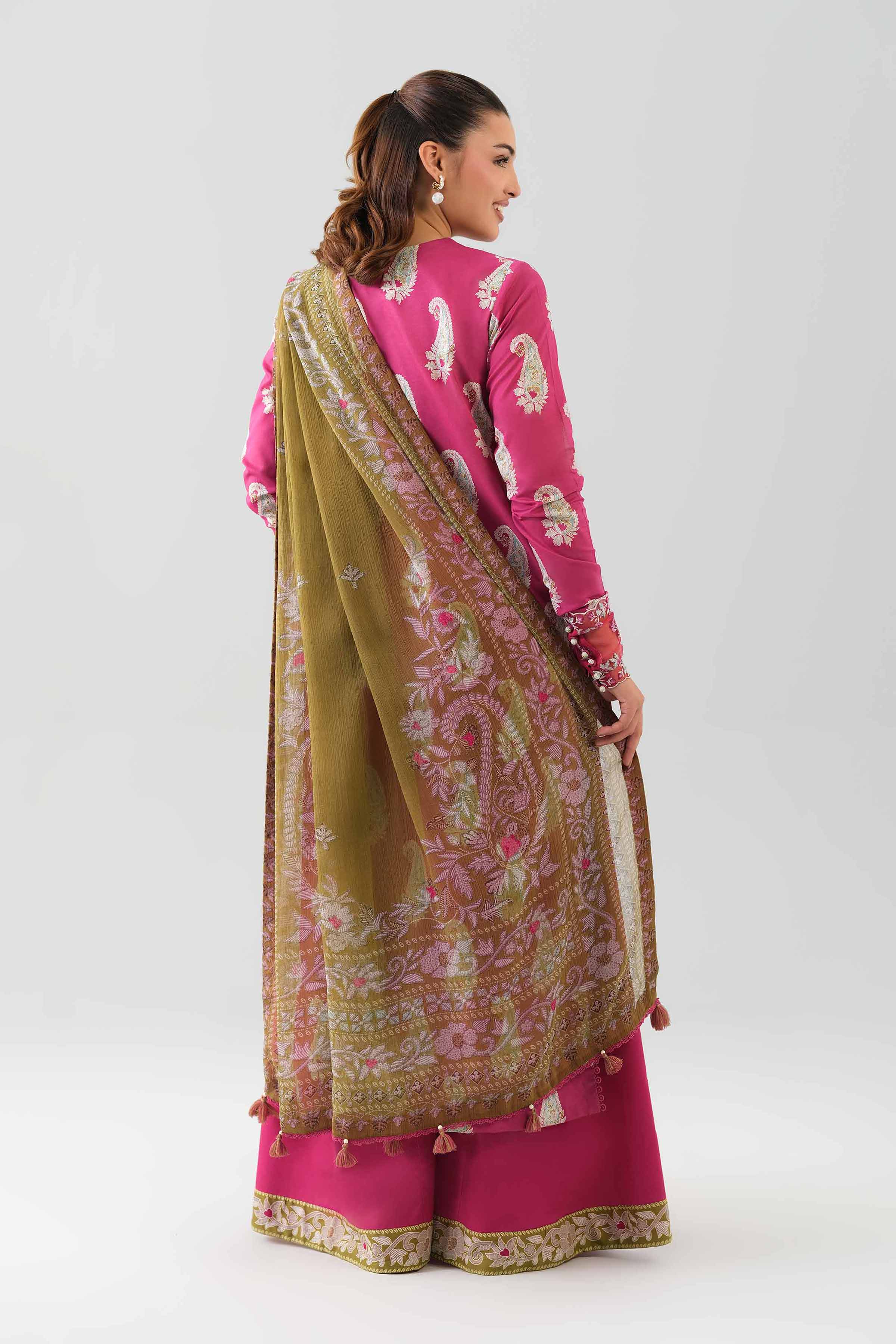3 Piece - Embroidered Suit - 42601143 NishatUAE Pink Lawn 3PC Embroidered Unstitched