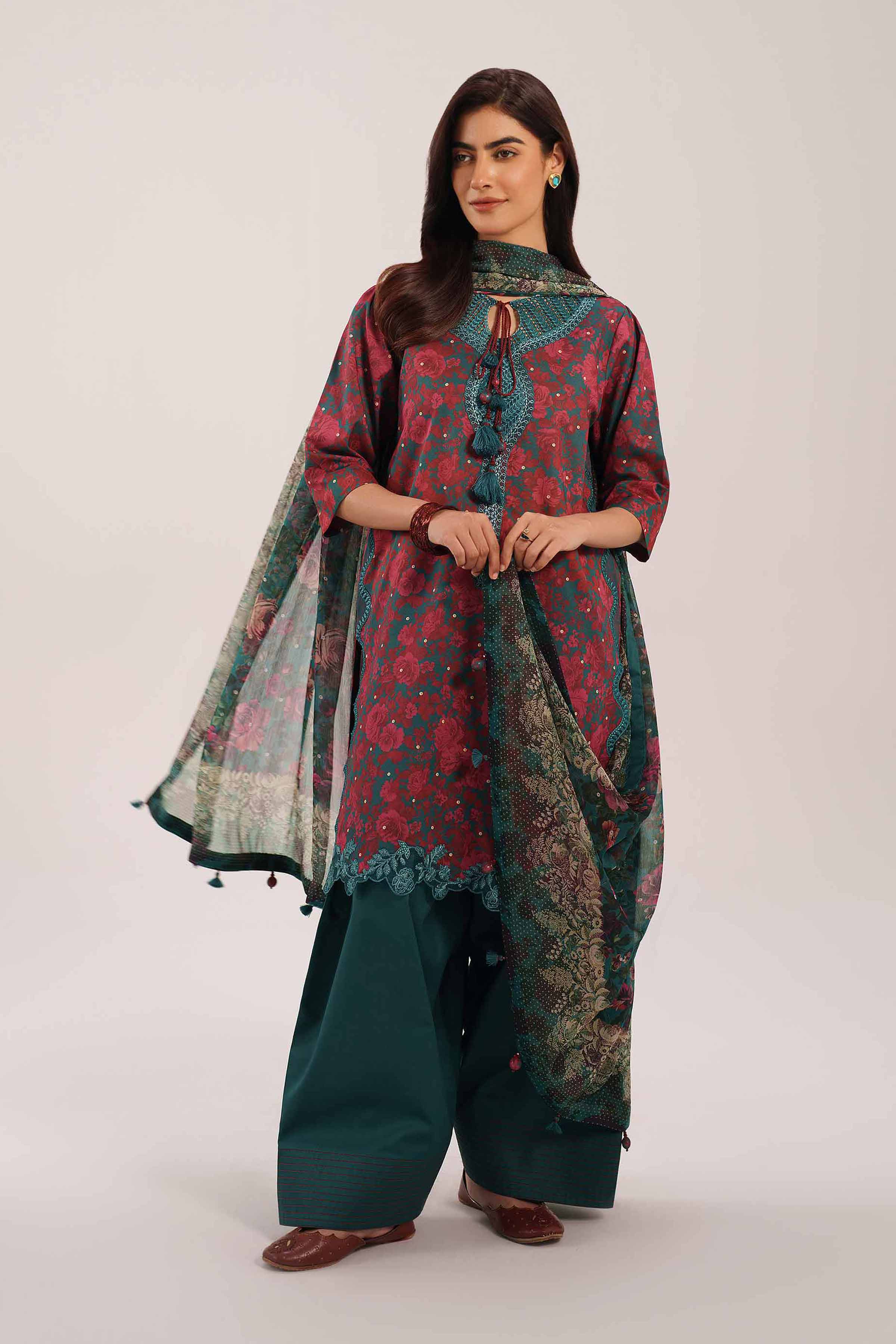 3 Piece - Embroidered Suit - 42601146 NishatUAE Multi Lawn 3PC Embroidered Unstitched