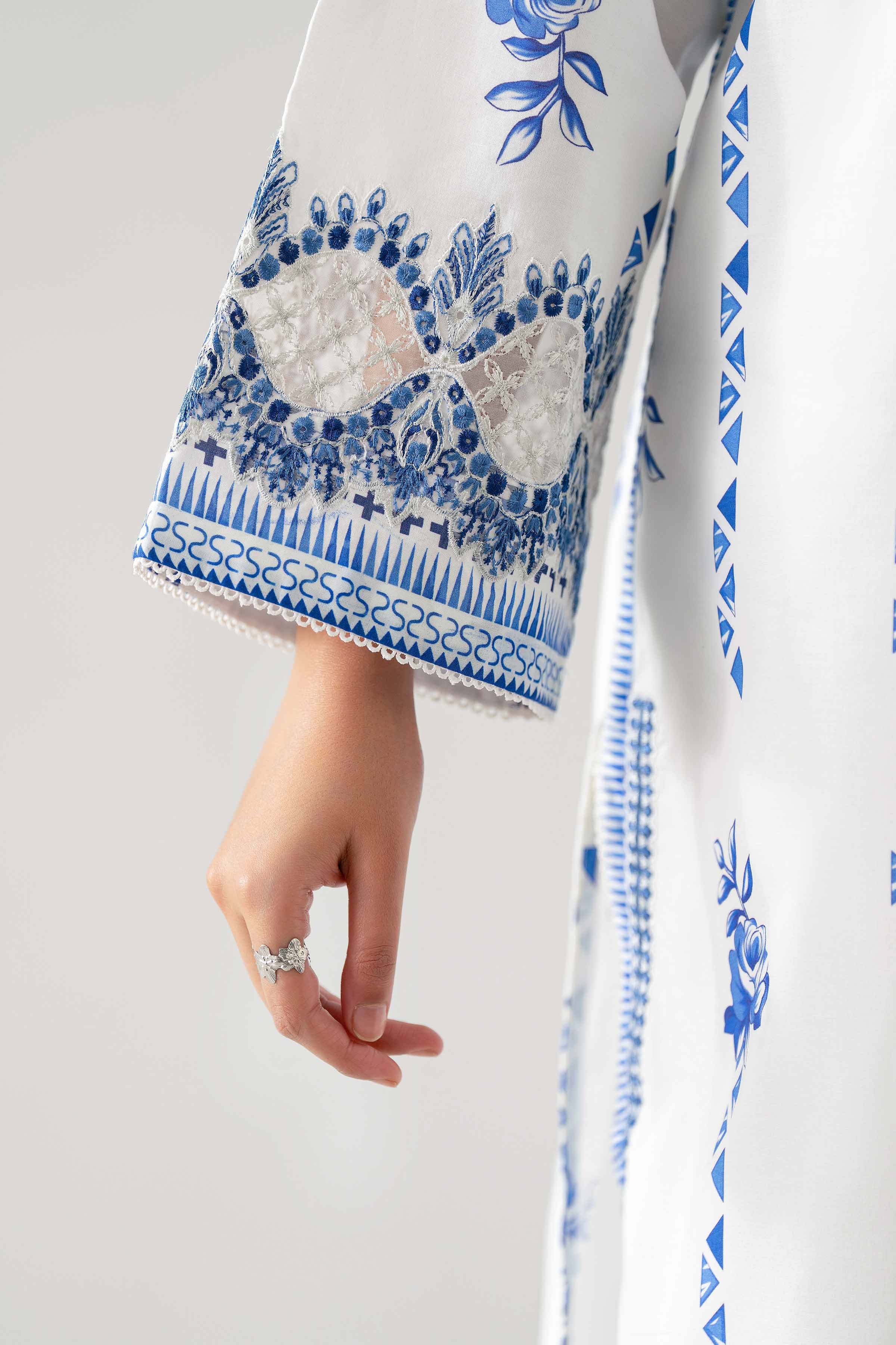 3 Piece - Embroidered Suit - 42601148 NishatUAE Blue Lawn 3PC Embroidered Unstitched