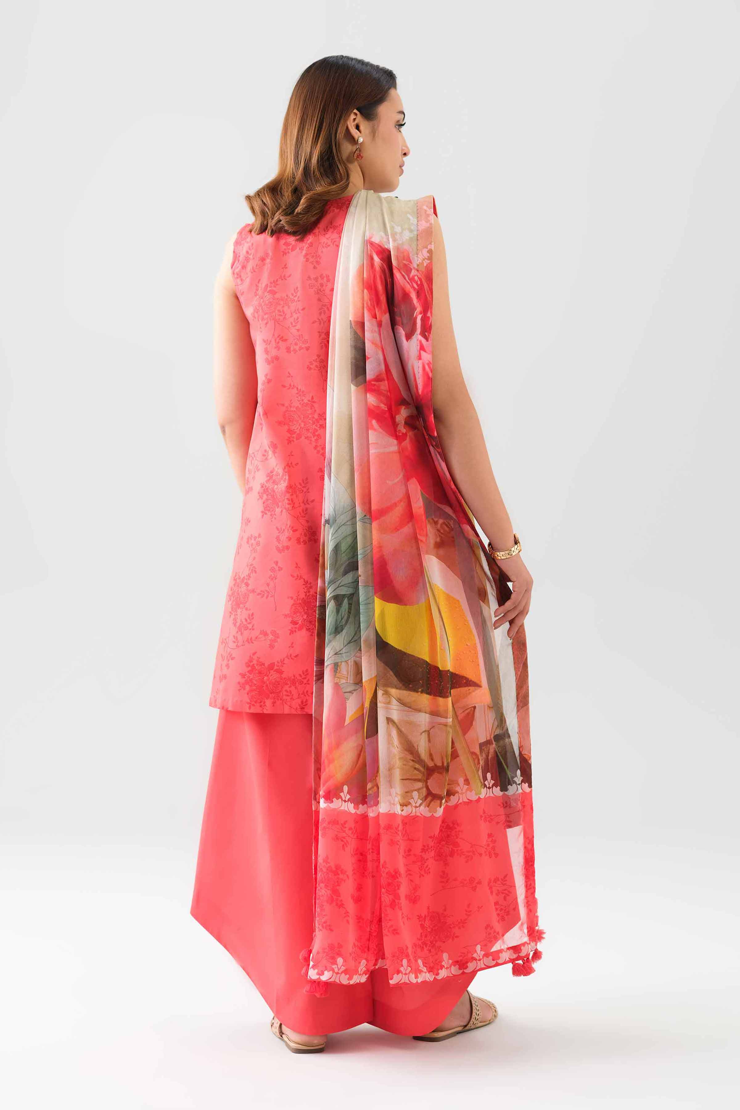 3 Piece - Embroidered Suit - 42601150 NishatUAE Pink Lawn 3PC Embroidered Unstitched