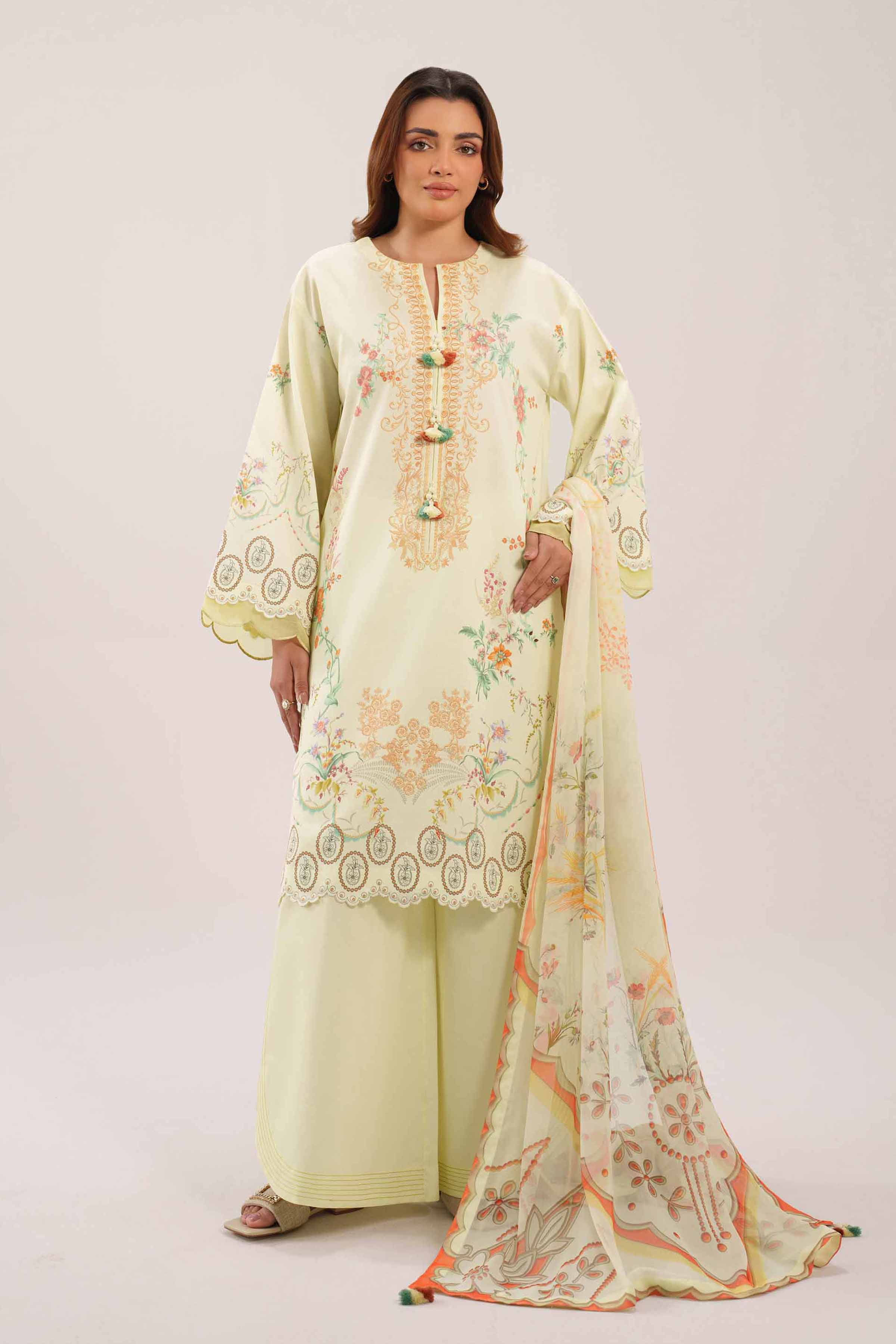 3 Piece - Printed Suit - 42601151 NishatUAE Yellow Lawn 3PC Printed Unstitched