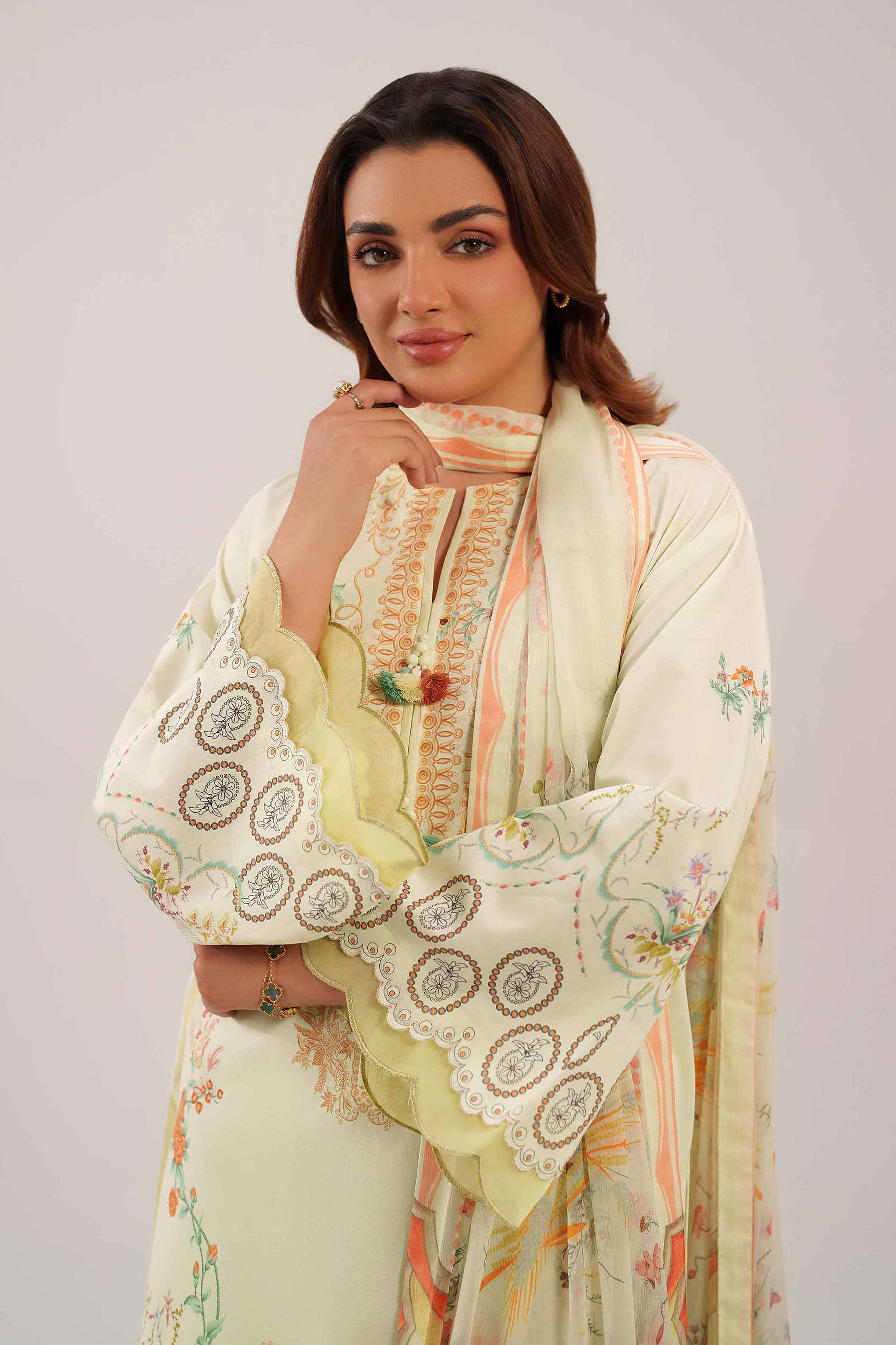 3 Piece - Printed Suit - 42601151 NishatUAE Yellow Lawn 3PC Printed Unstitched