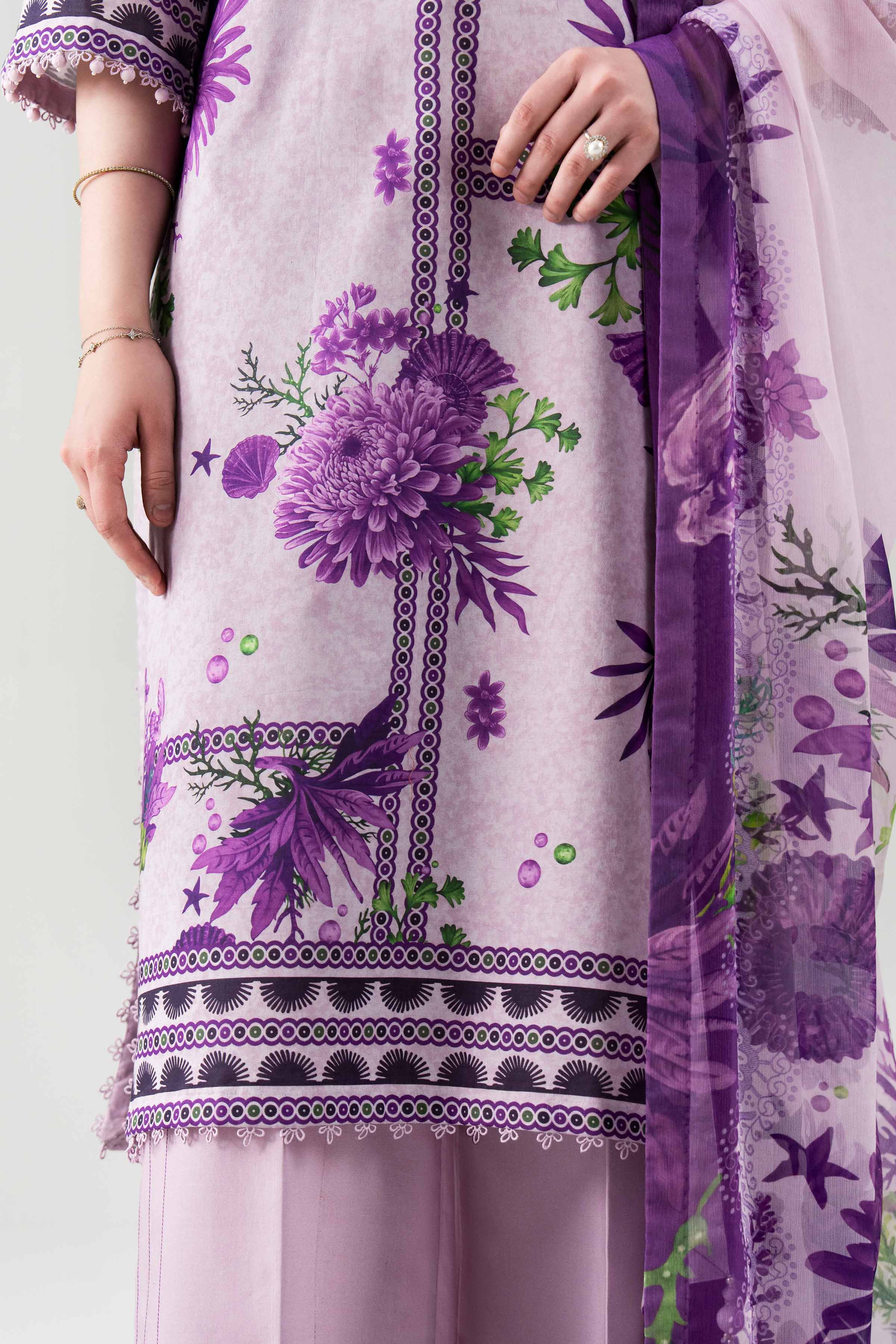 3 Piece - Printed Suit - 42601154 NishatUAE Purple Lawn 3PC Printed Unstitched