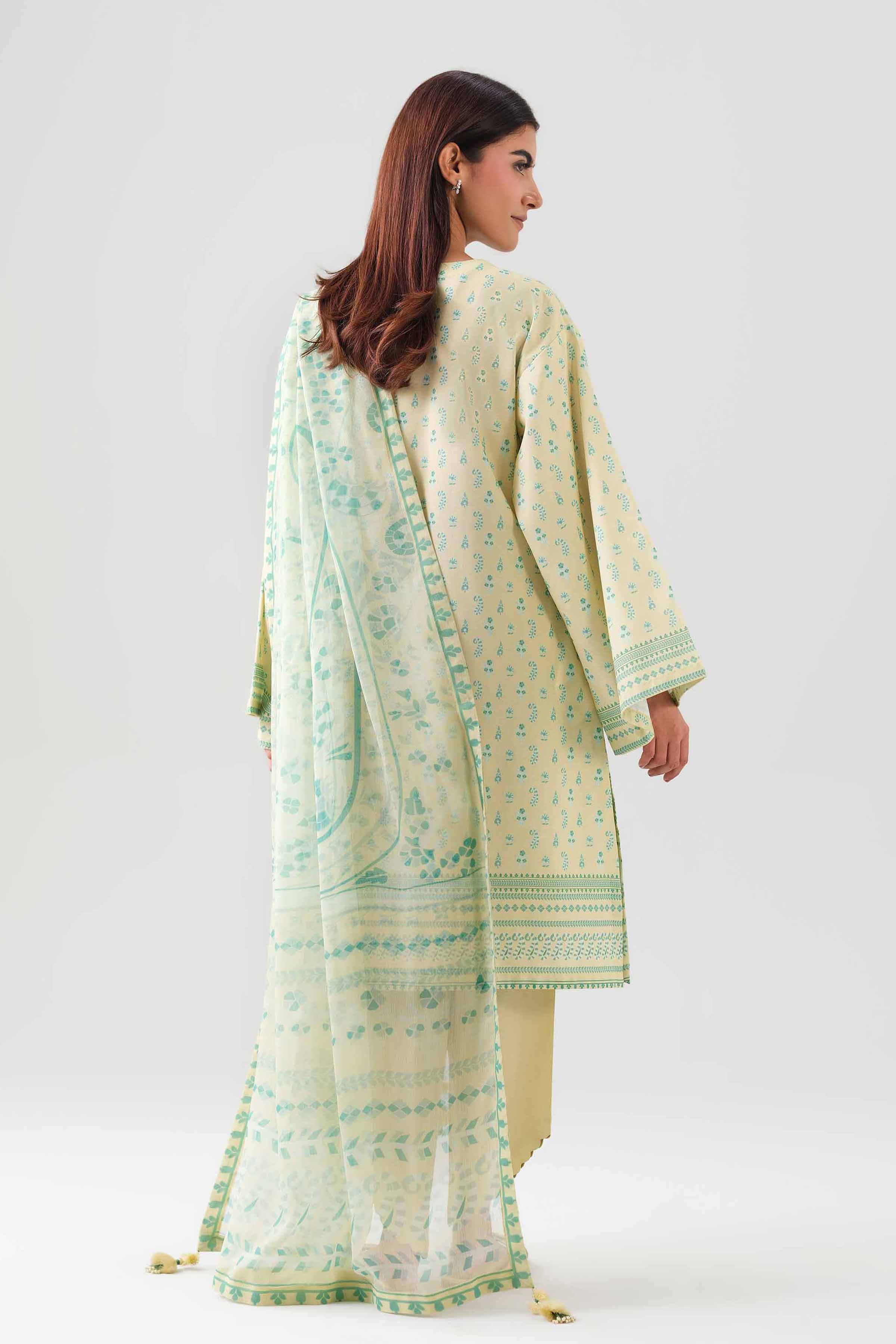 3 Piece - Printed Suit - 42601160 NishatUAE Green Lawn 3PC Printed Unstitched