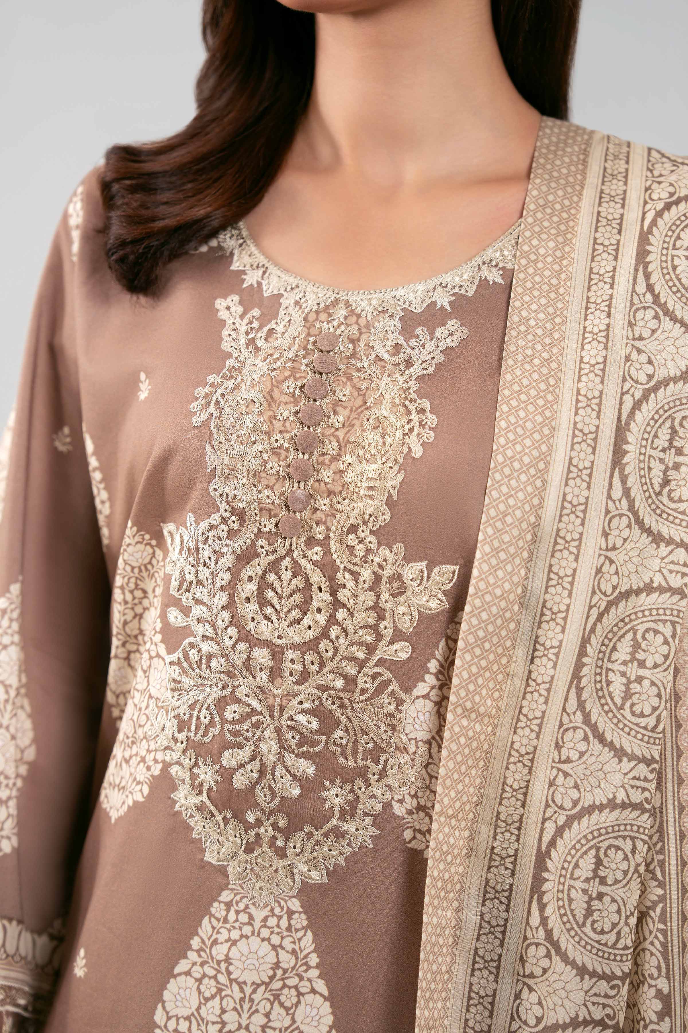 3 Piece - Printed Embroidered Suit - 42601161