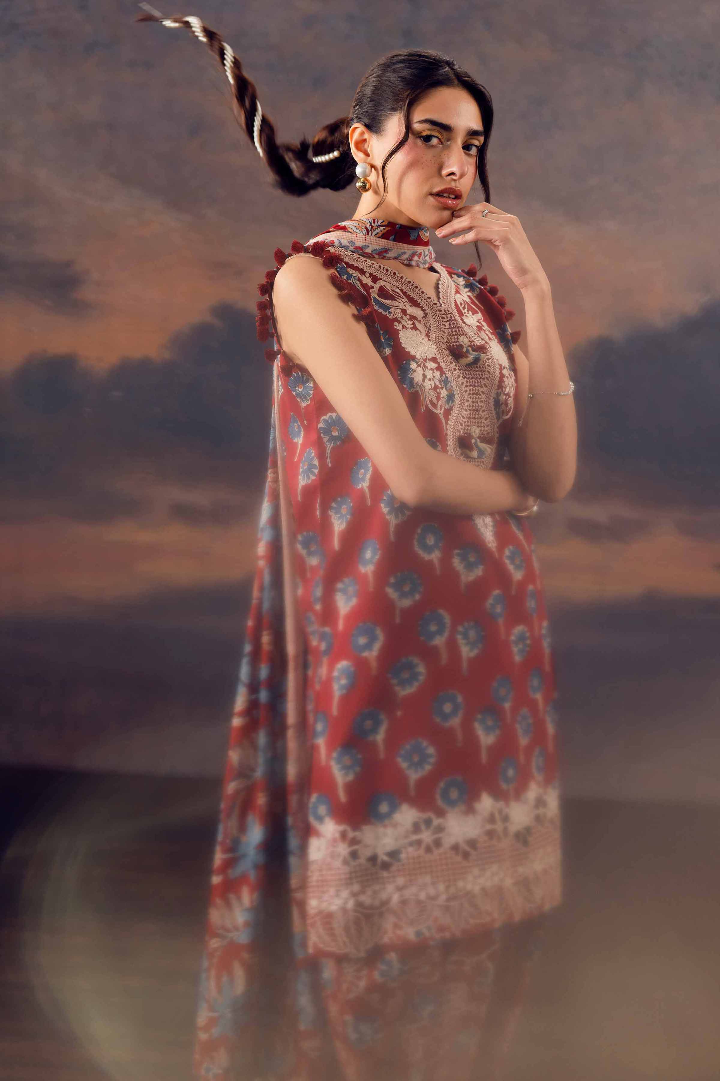 3 Piece - Printed Embroidered Suit - 42601165