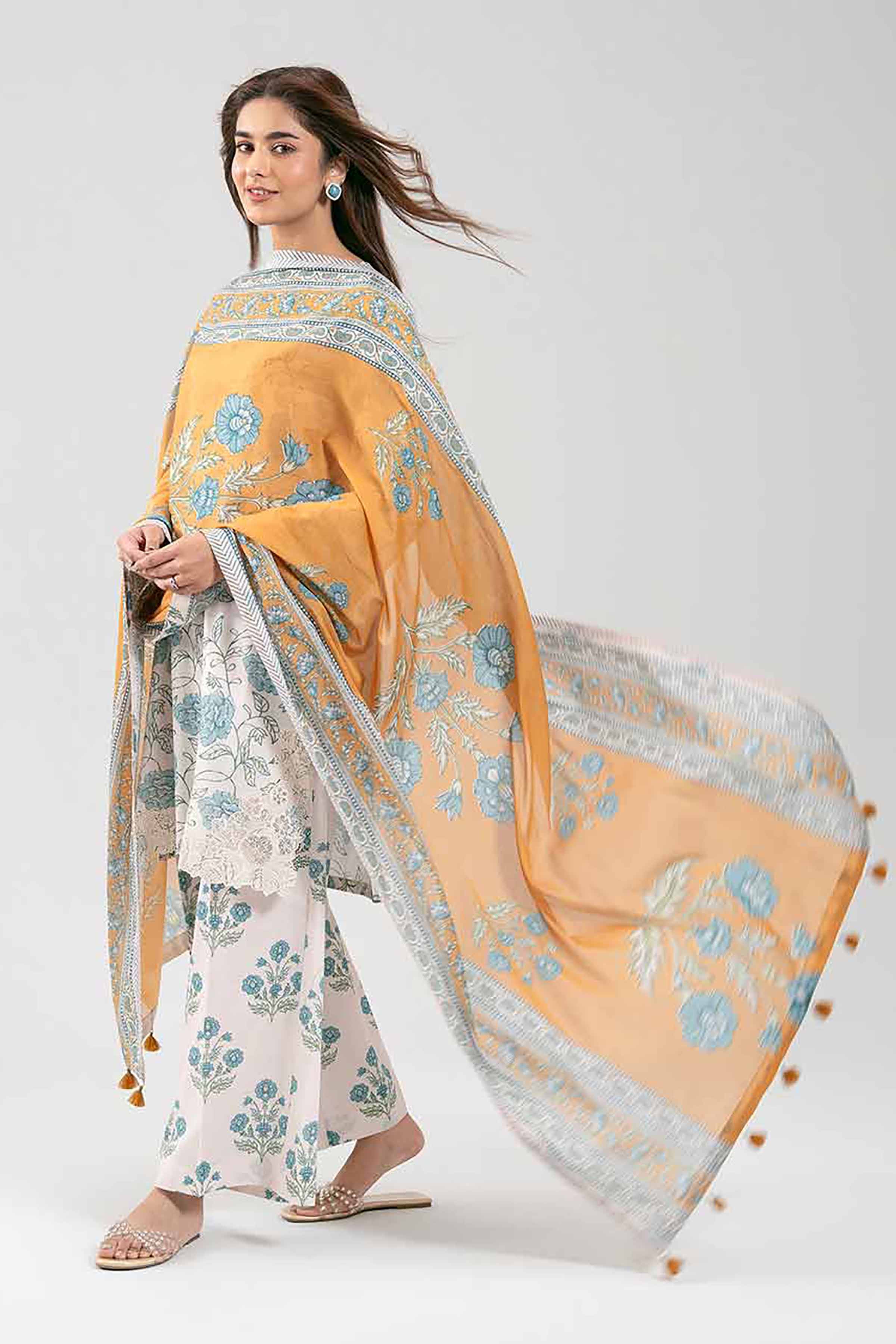 3 Piece - Printed Embroidered Suit - 42601166