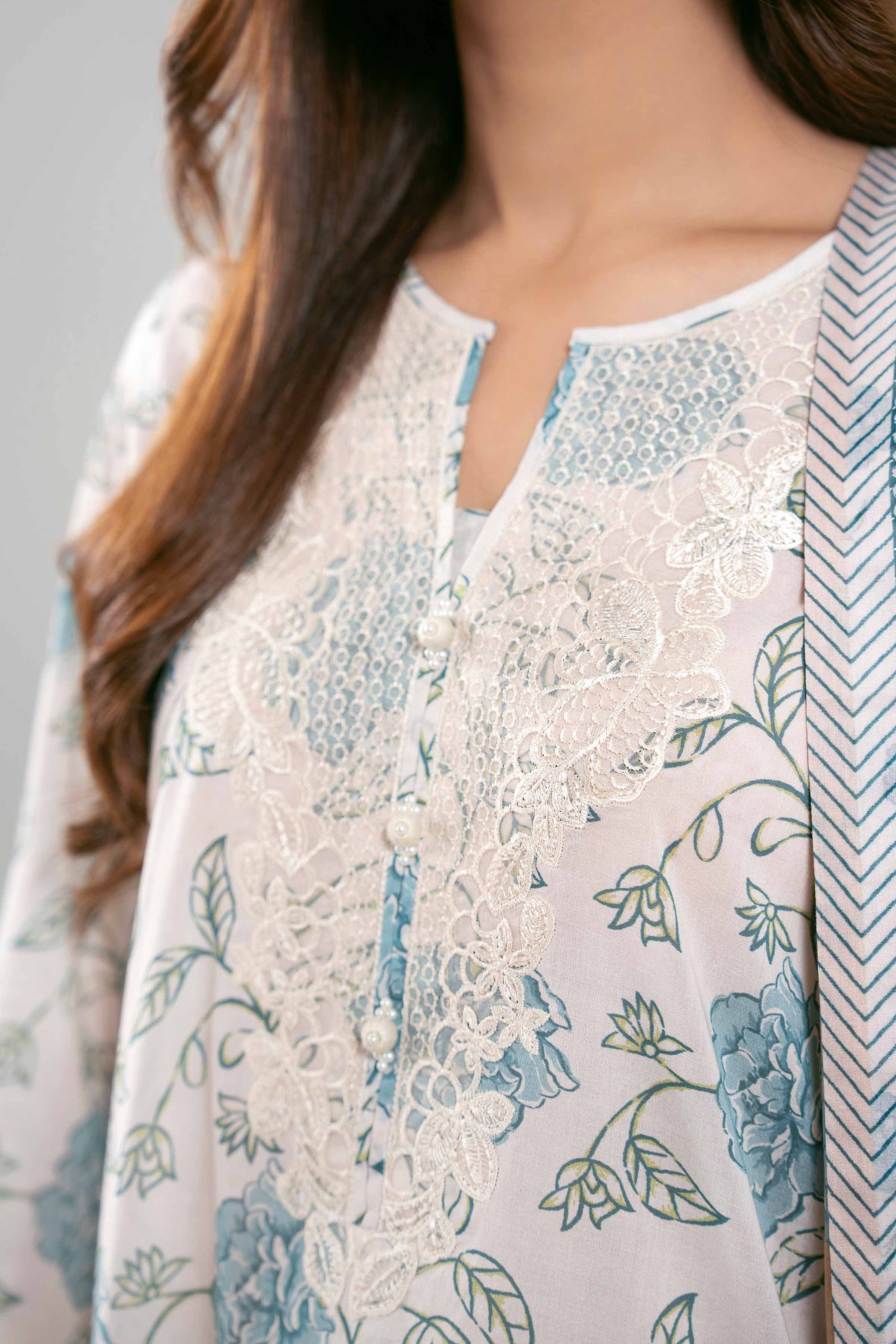 3 Piece - Printed Embroidered Suit - 42601166