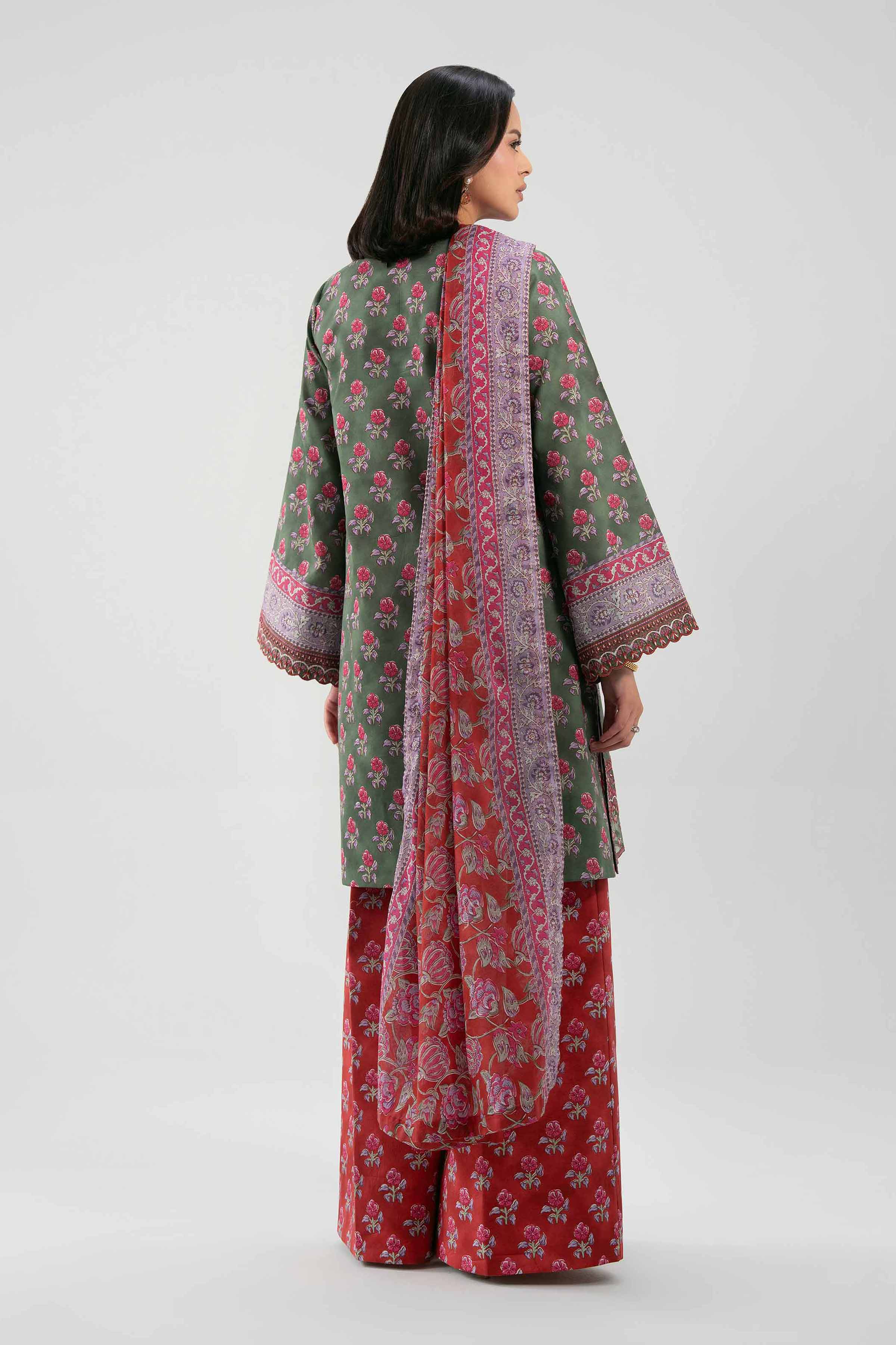 3 Piece - Printed Embroidered Suit - 42601167