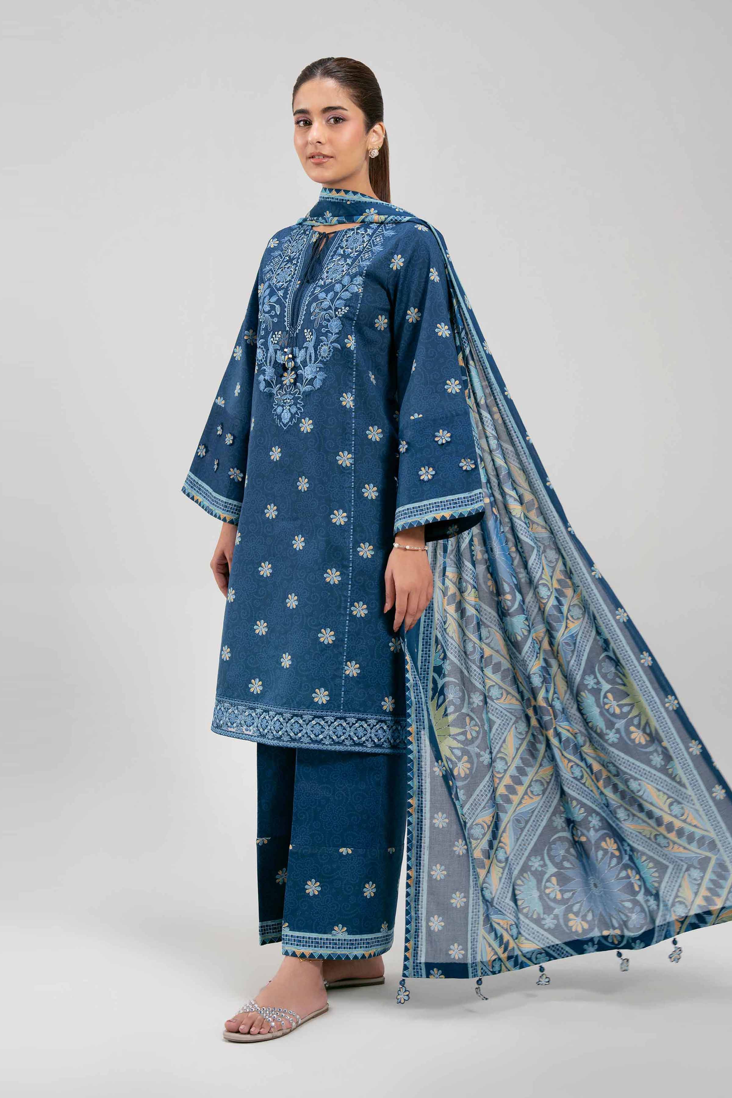 3 Piece - Printed Embroidered Suit - 42601169