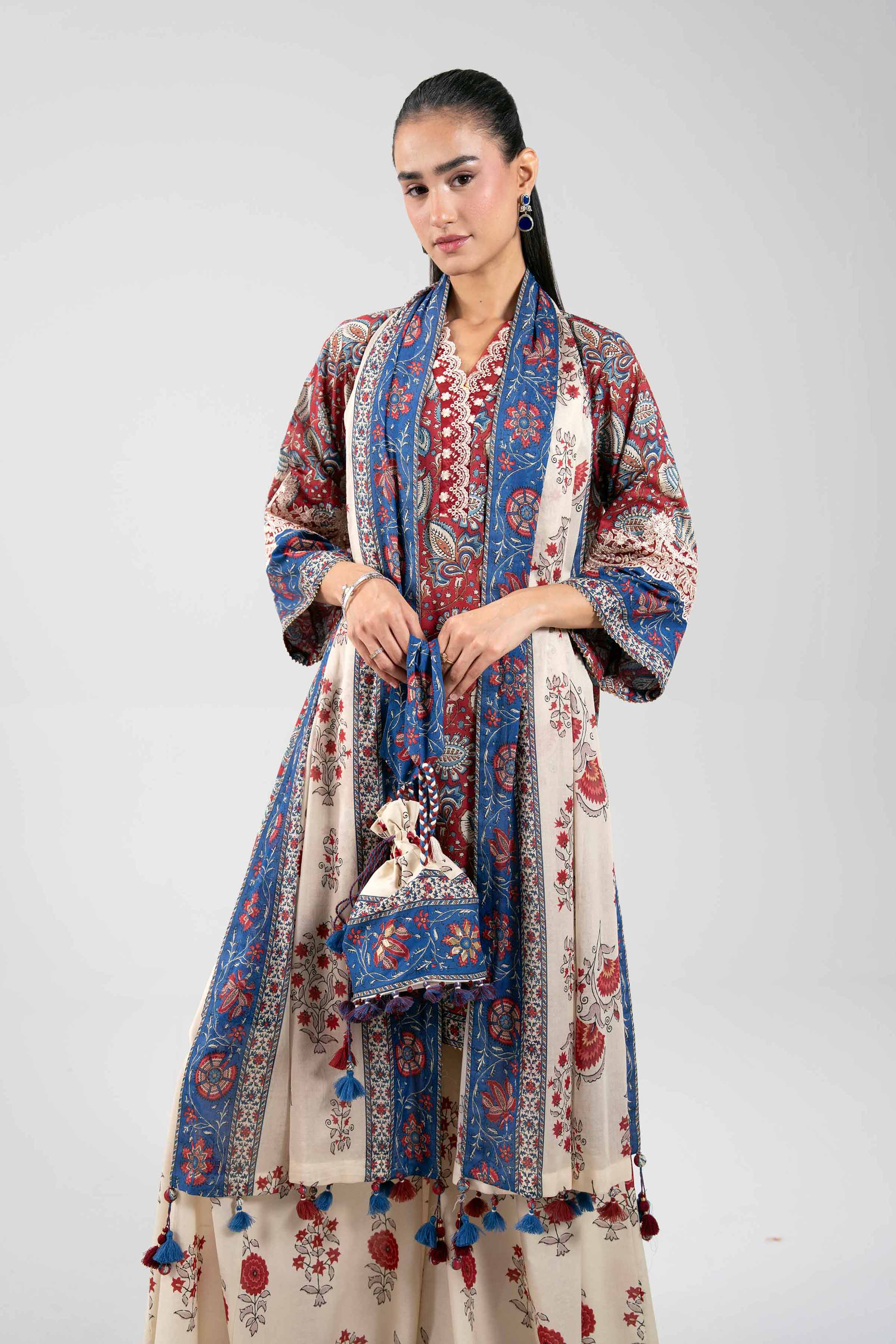 3 Piece - Printed Embroidered Suit - 42601170