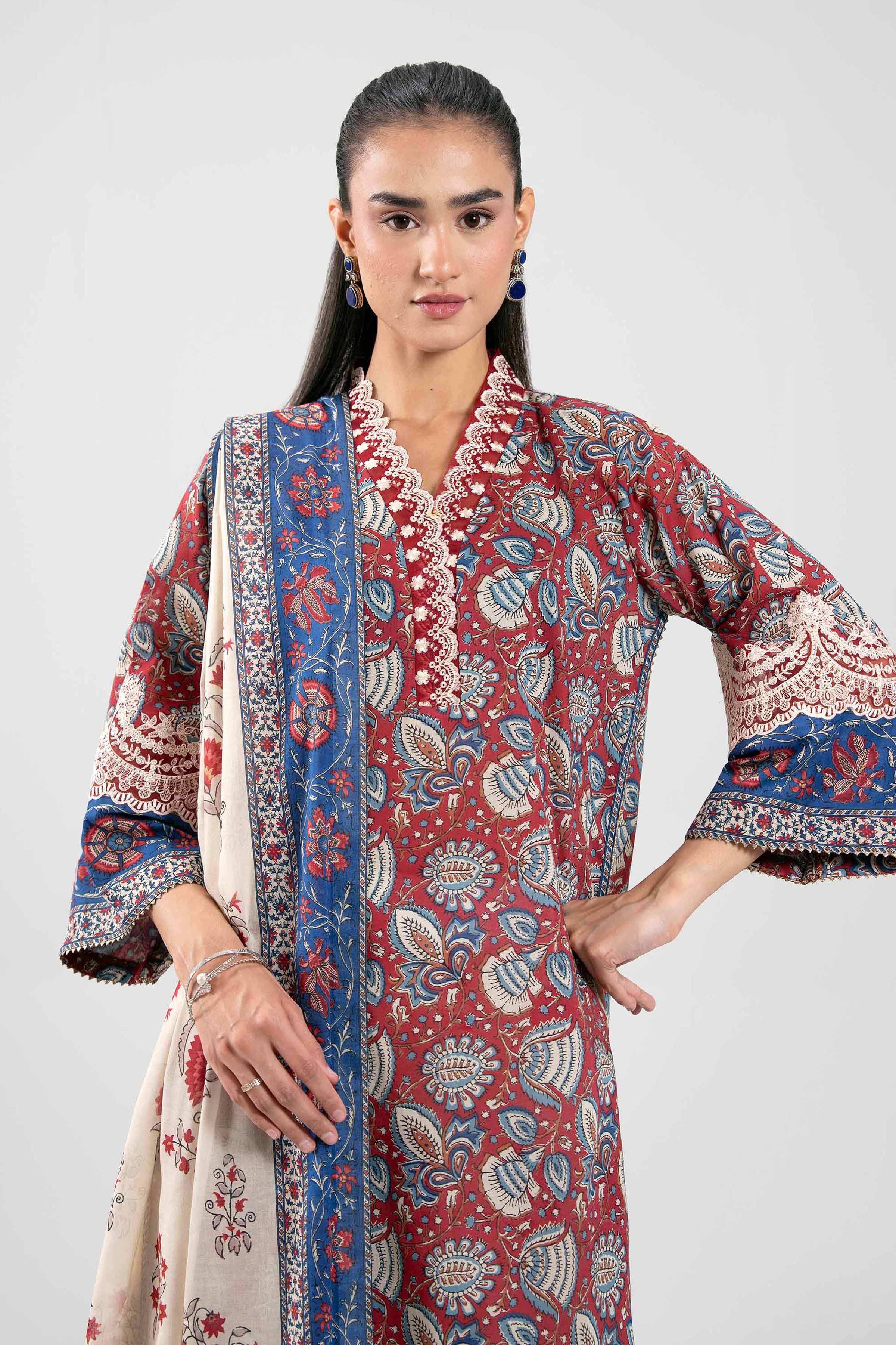 3 Piece - Printed Embroidered Suit - 42601170