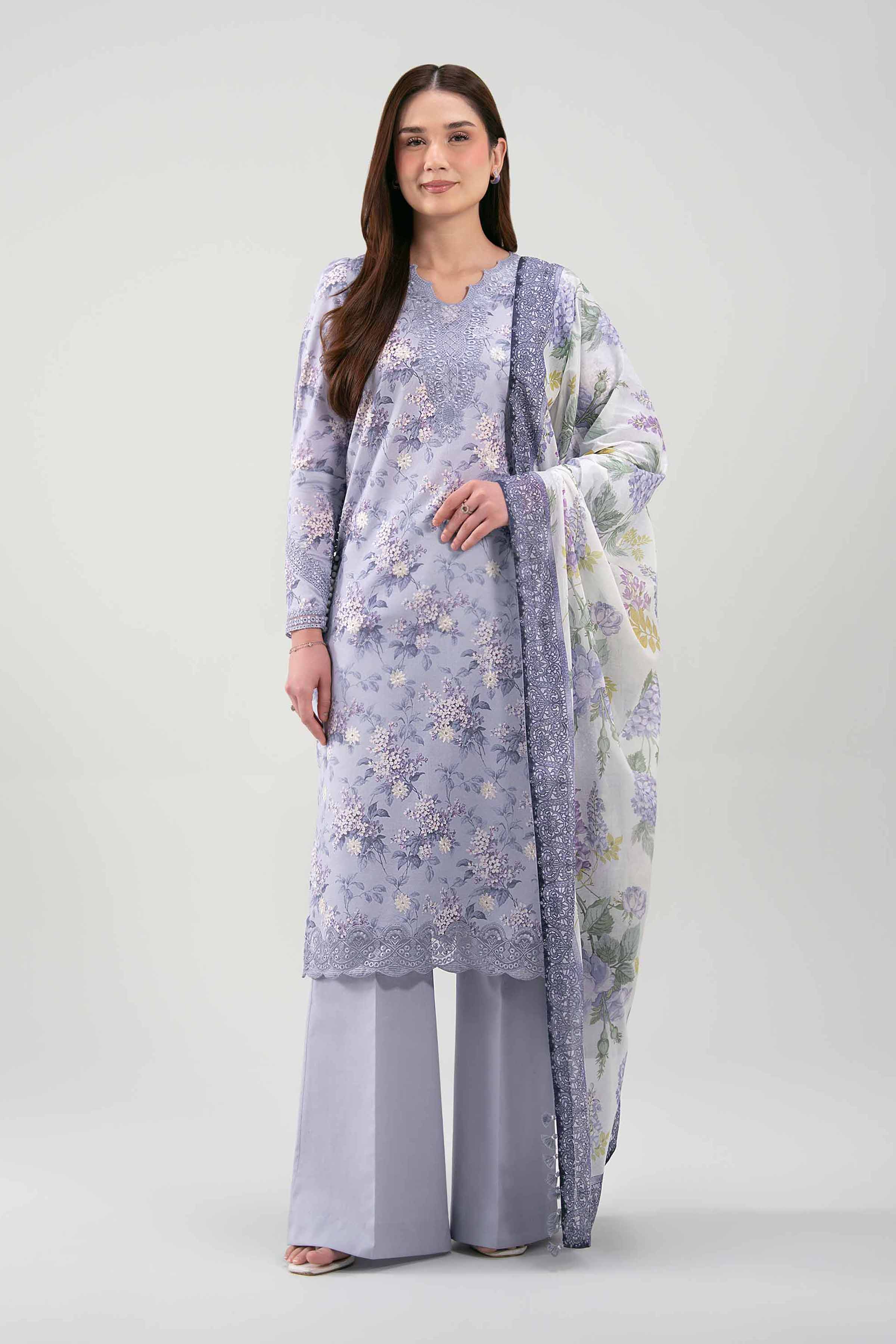 3 Piece - Digital Printed Embroidered Suit - 42601191