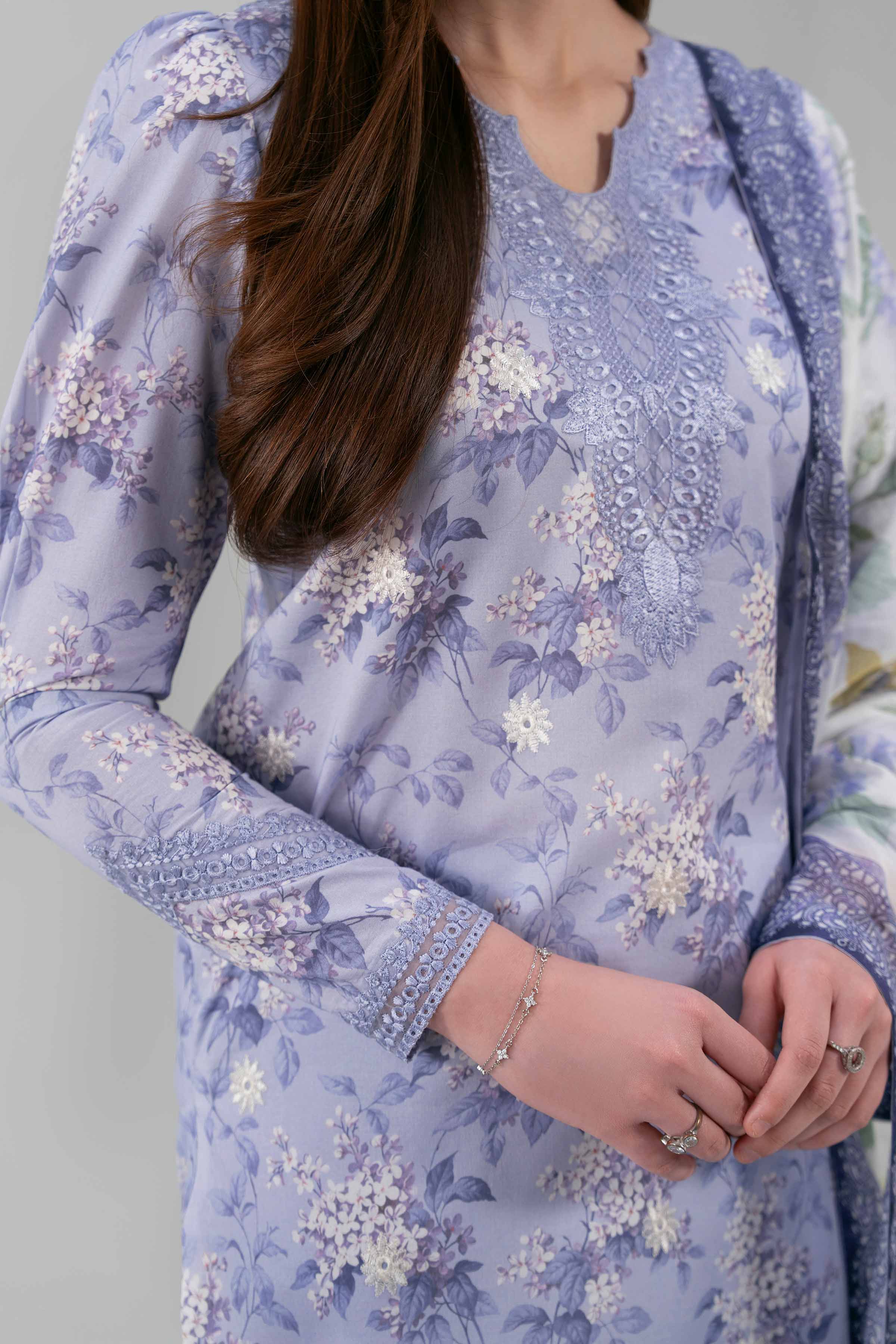 3 Piece - Digital Printed Embroidered Suit - 42601191