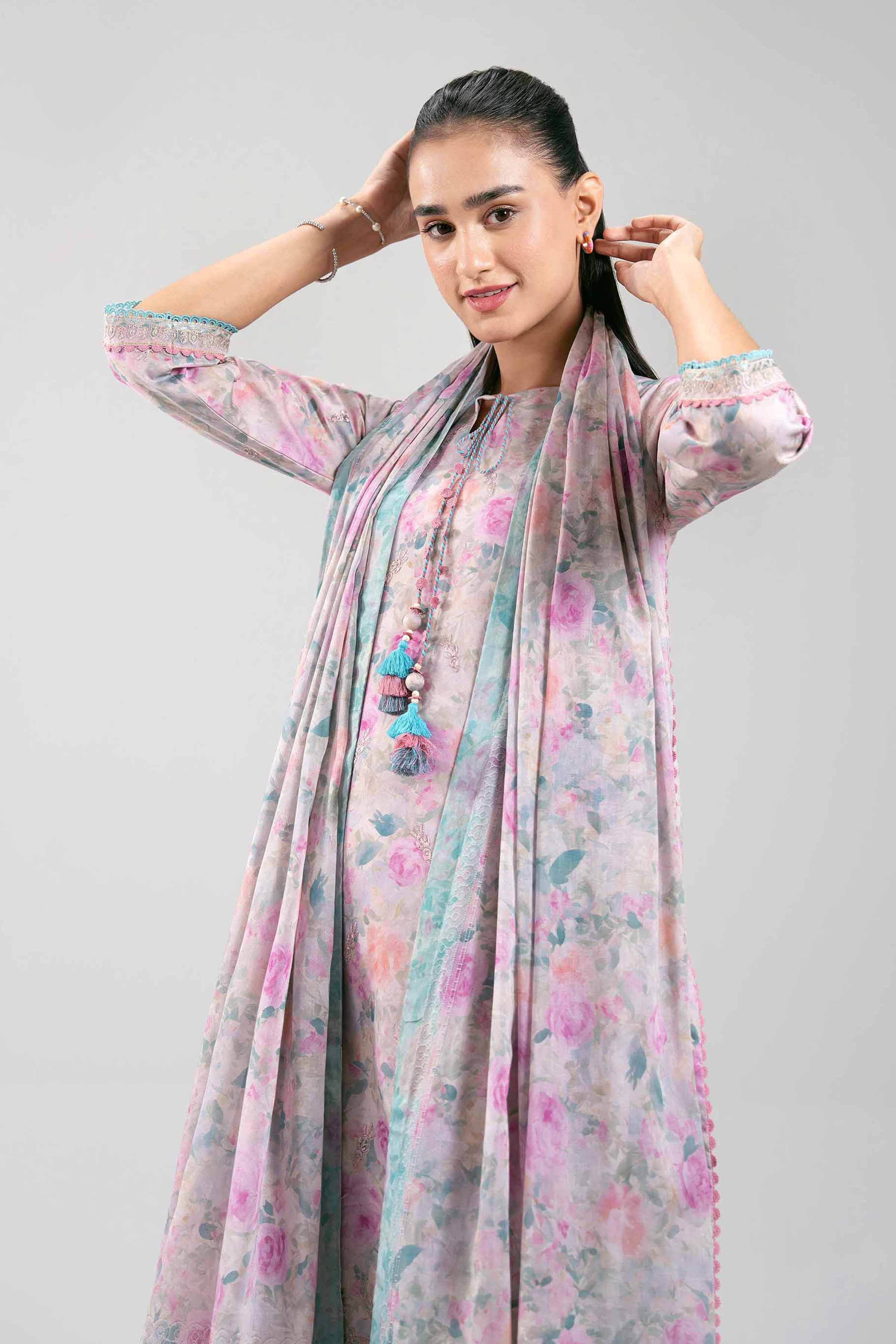 3 Piece - Digital Printed Embroidered Suit - 42601192