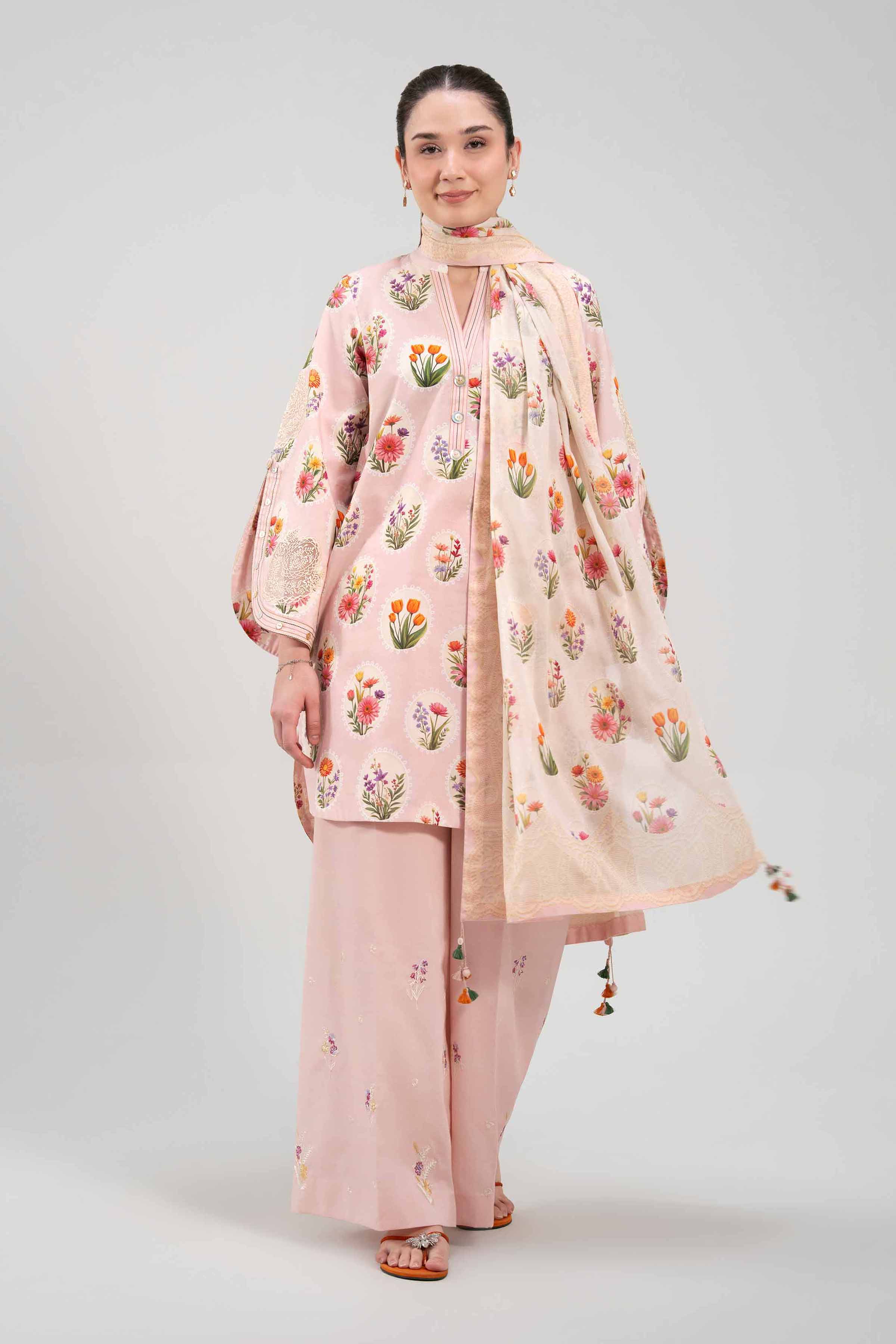 3 Piece - Digital Printed Embroidered Suit - 42601196