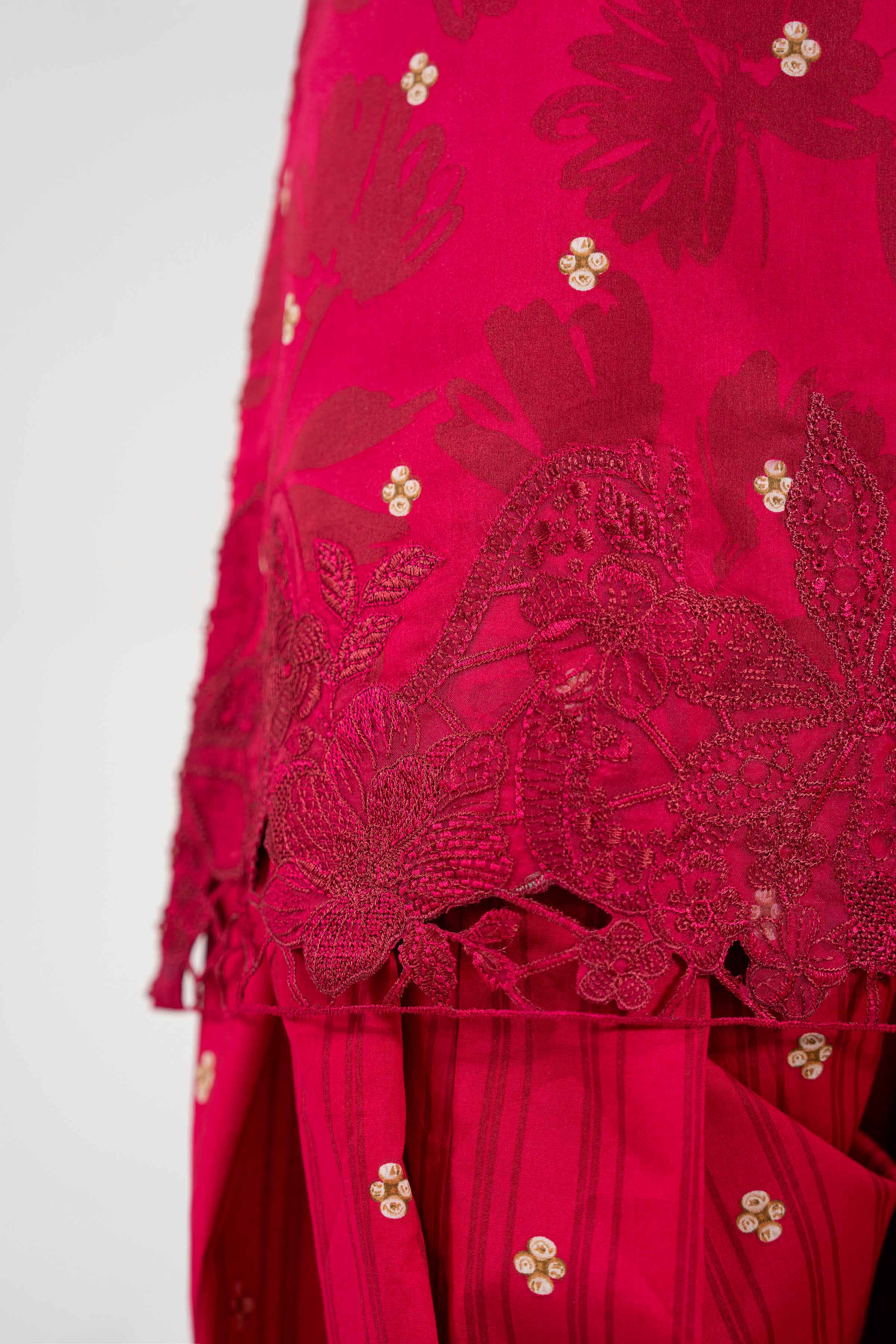 3 Piece - Embroidered Suit - 42601202 NishatUAE Pink Lawn 3PC Embroidered Unstitched