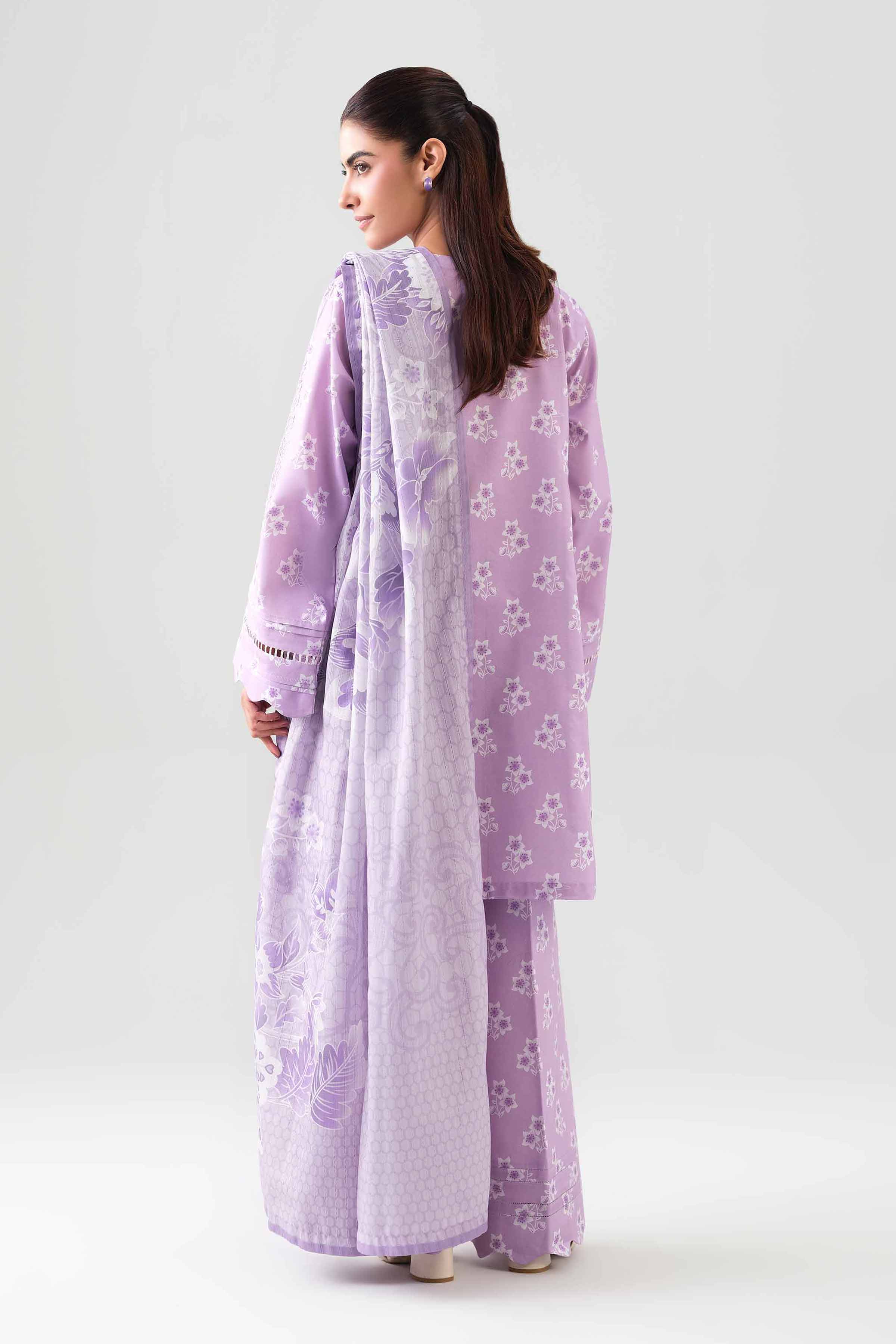 3 Piece - Embroidered Suit - 42601207 NishatUAE Purple Lawn 3PC Embroidered Unstitched