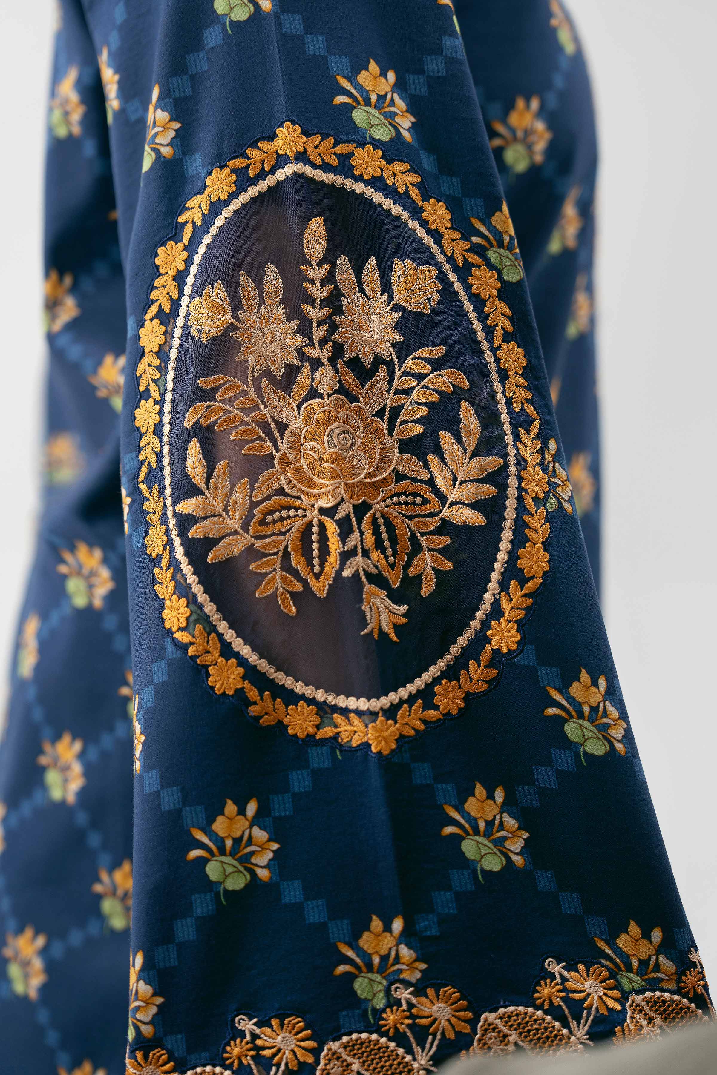 3 Piece - Embroidered Suit - 42601209 NishatUAE Blue Lawn 3PC Embroidered Unstitched