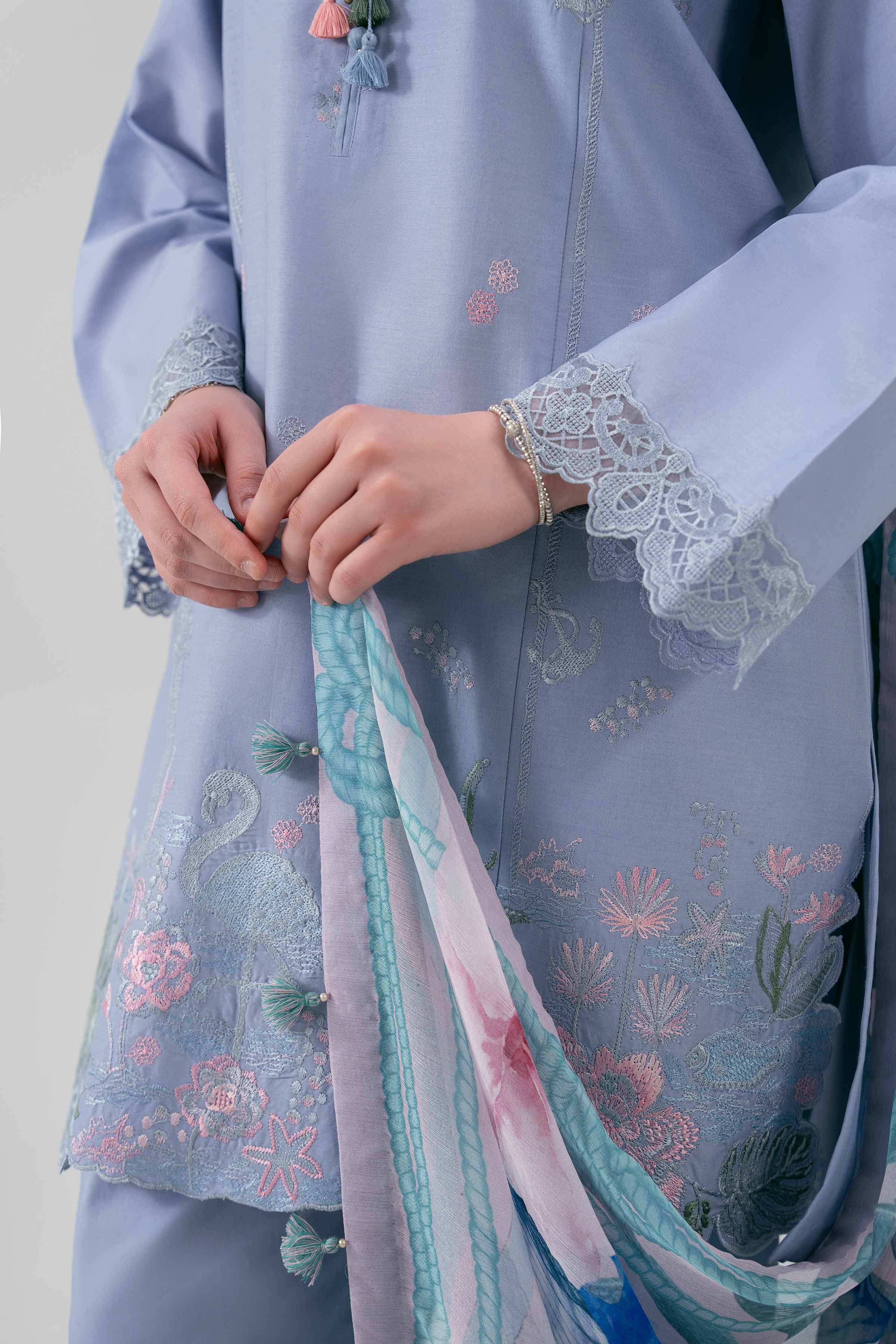 3 Piece - Embroidered Suit - 42601222 NishatUAE Grey Lawn 3PC Embroidered Unstitched