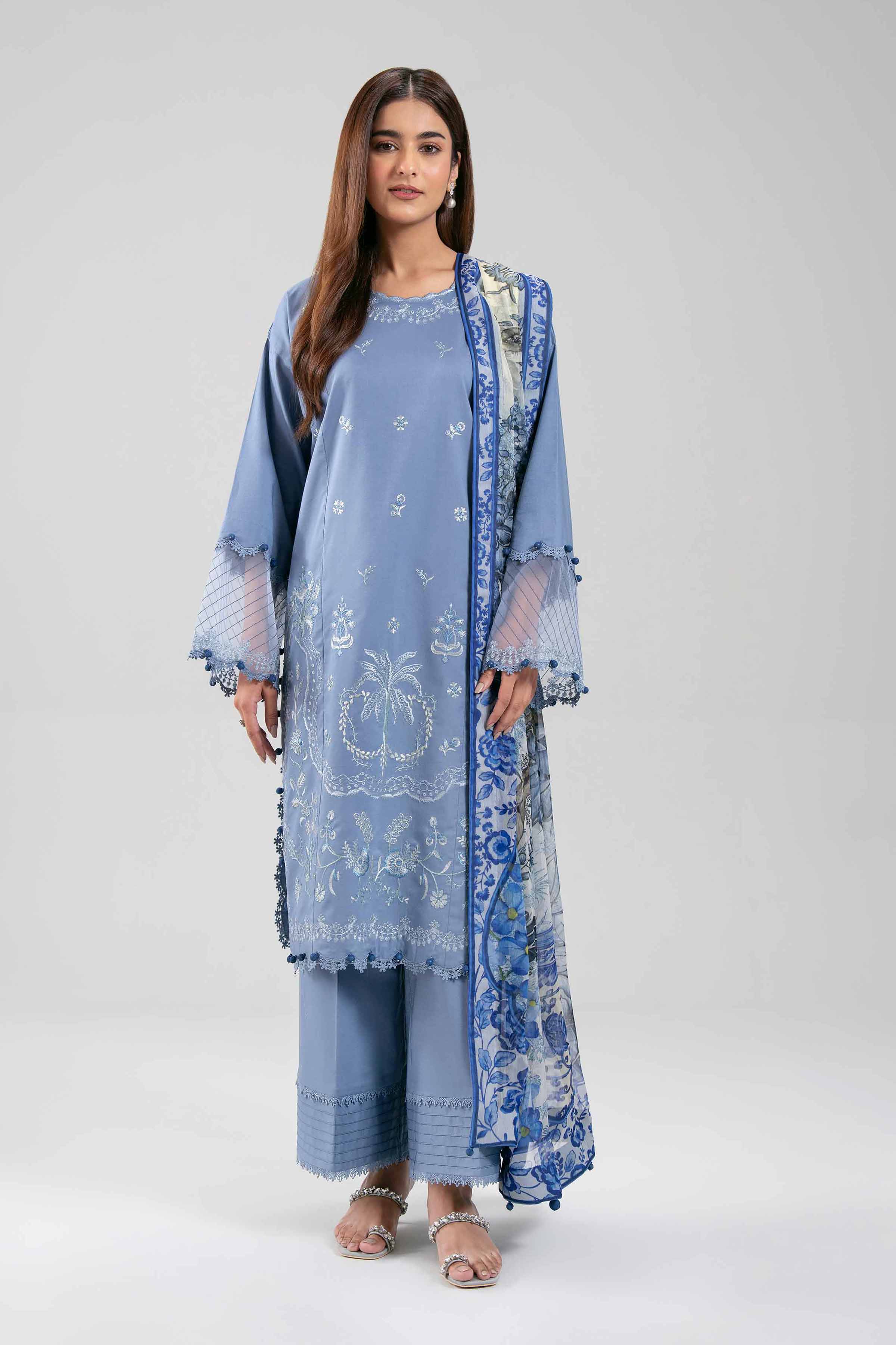 3 Piece - Digital Printed Embroidered Suit - 42601224