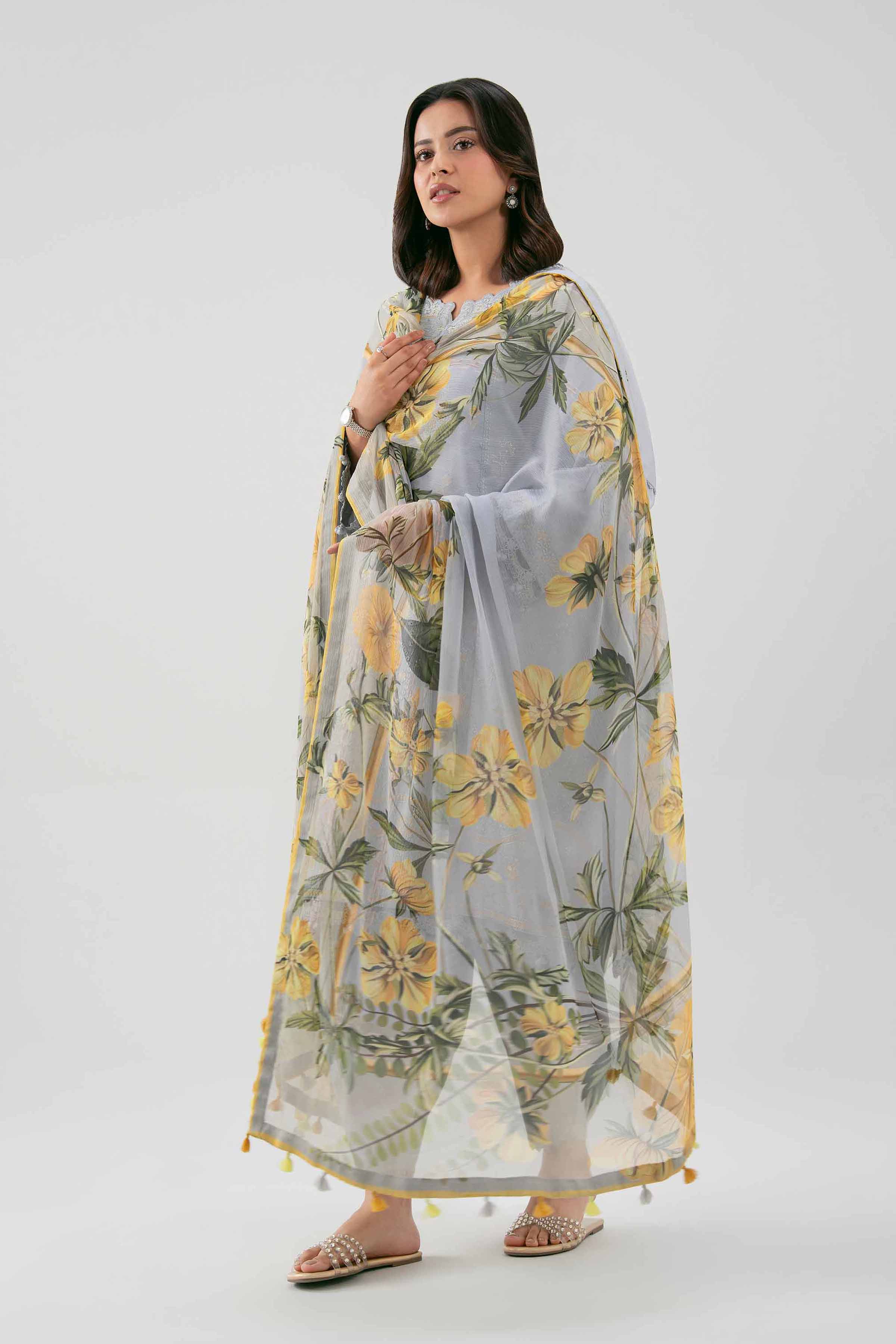 3 Piece - Digital Printed Embroidered Suit - 42601228