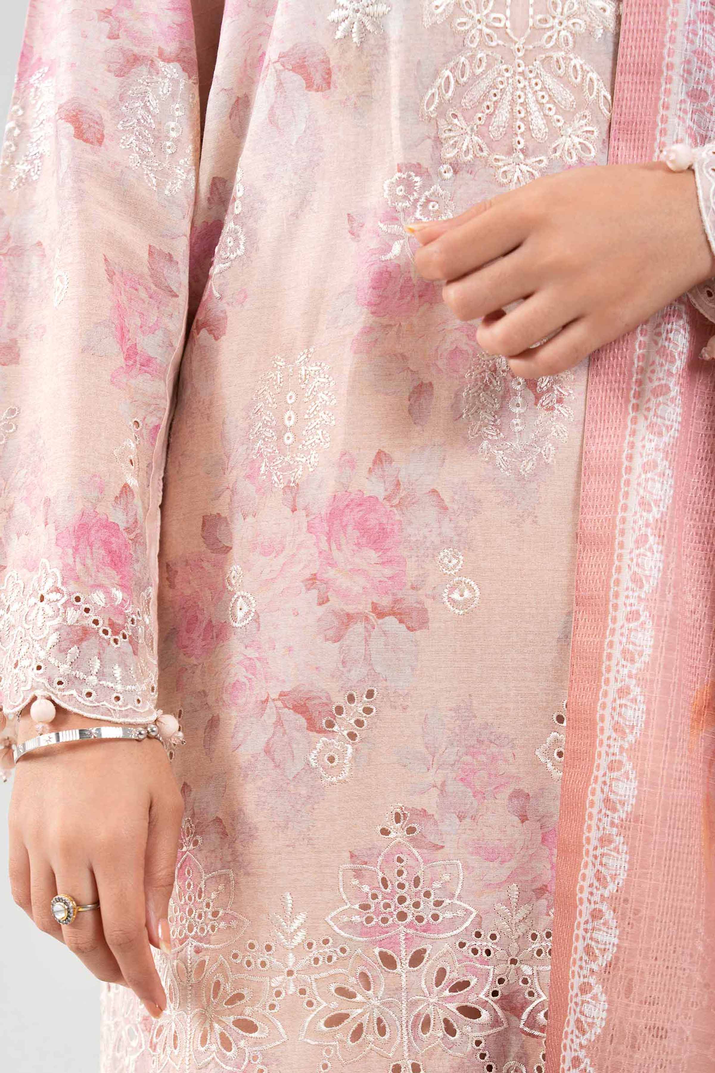 3 Piece - Digital Printed Embroidered Suit - 42601237 Pink Chicken Kari 3PC Embroidered
