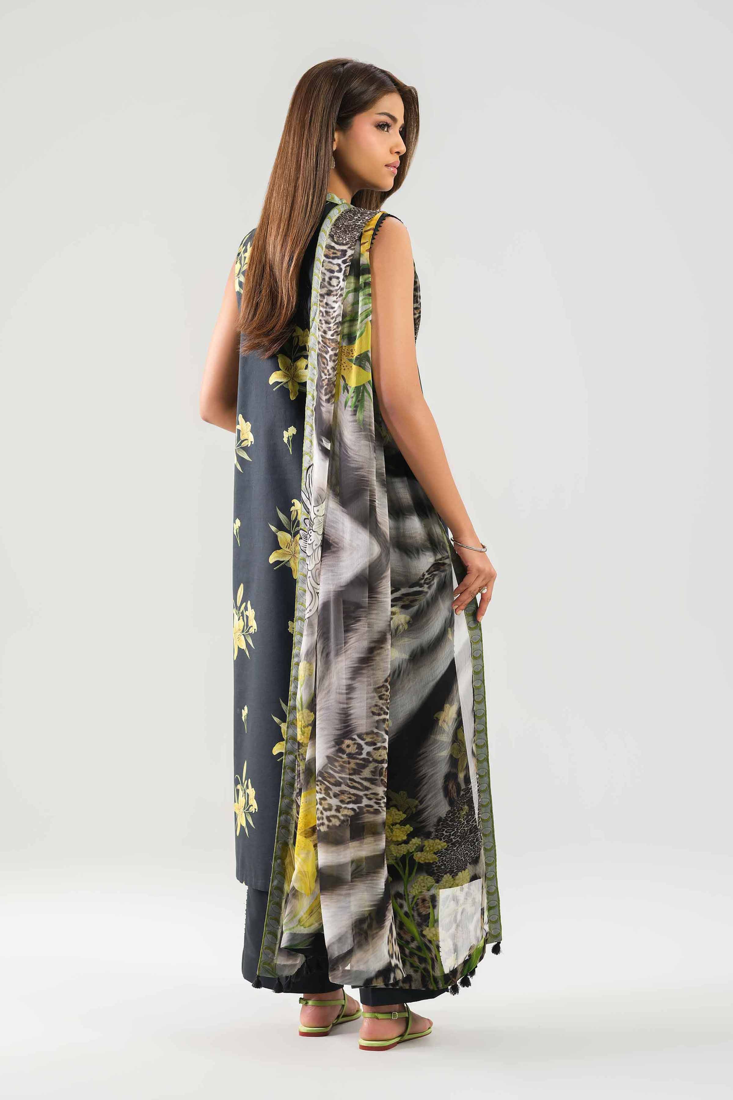 3 Piece - Printed Suit - 42601241 NishatUAE Black Lawn 3PC Printed Unstitched