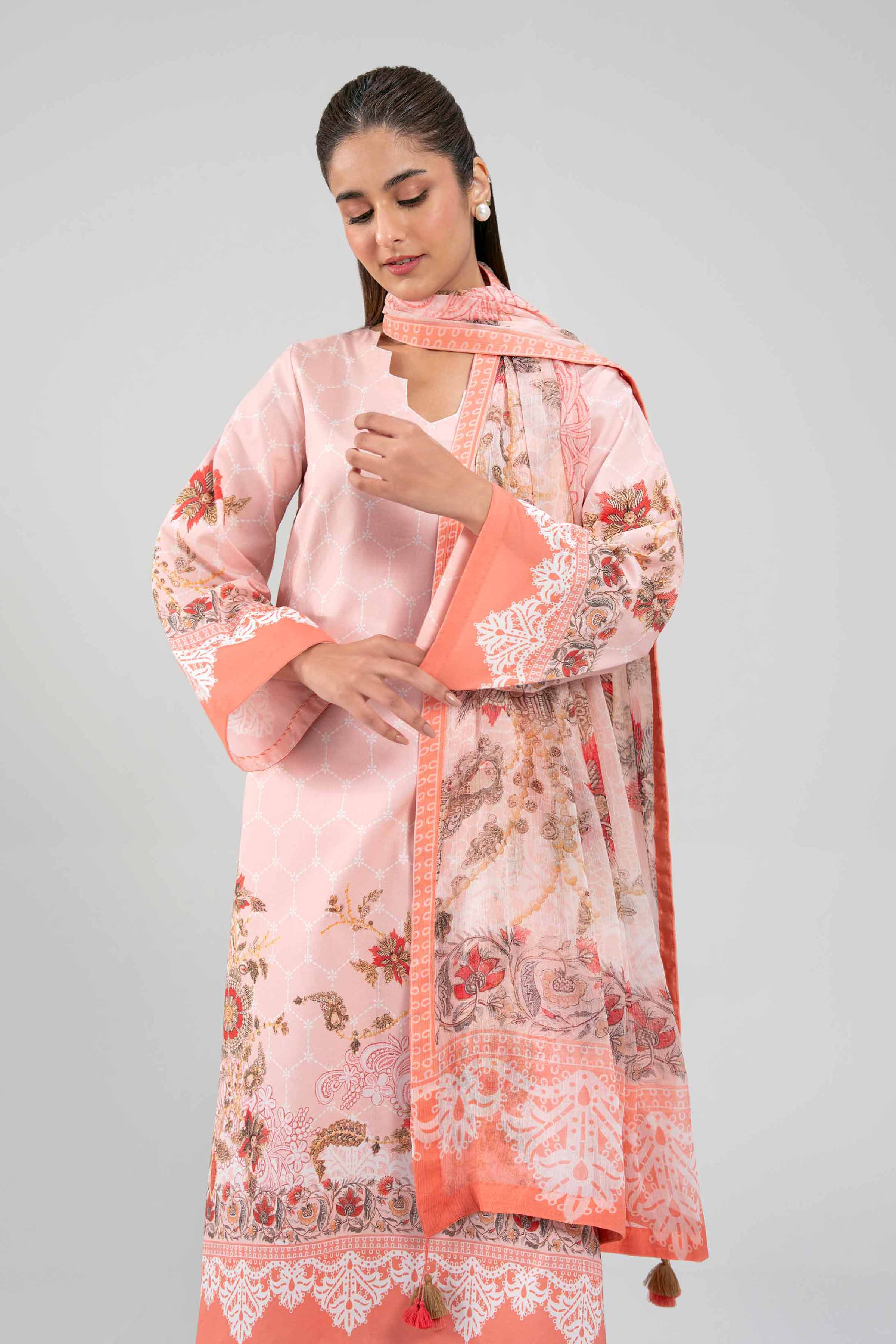 3 Piece - Printed Suit - 42601245 NishatUAE Pink Lawn 3PC Printed Unstitched