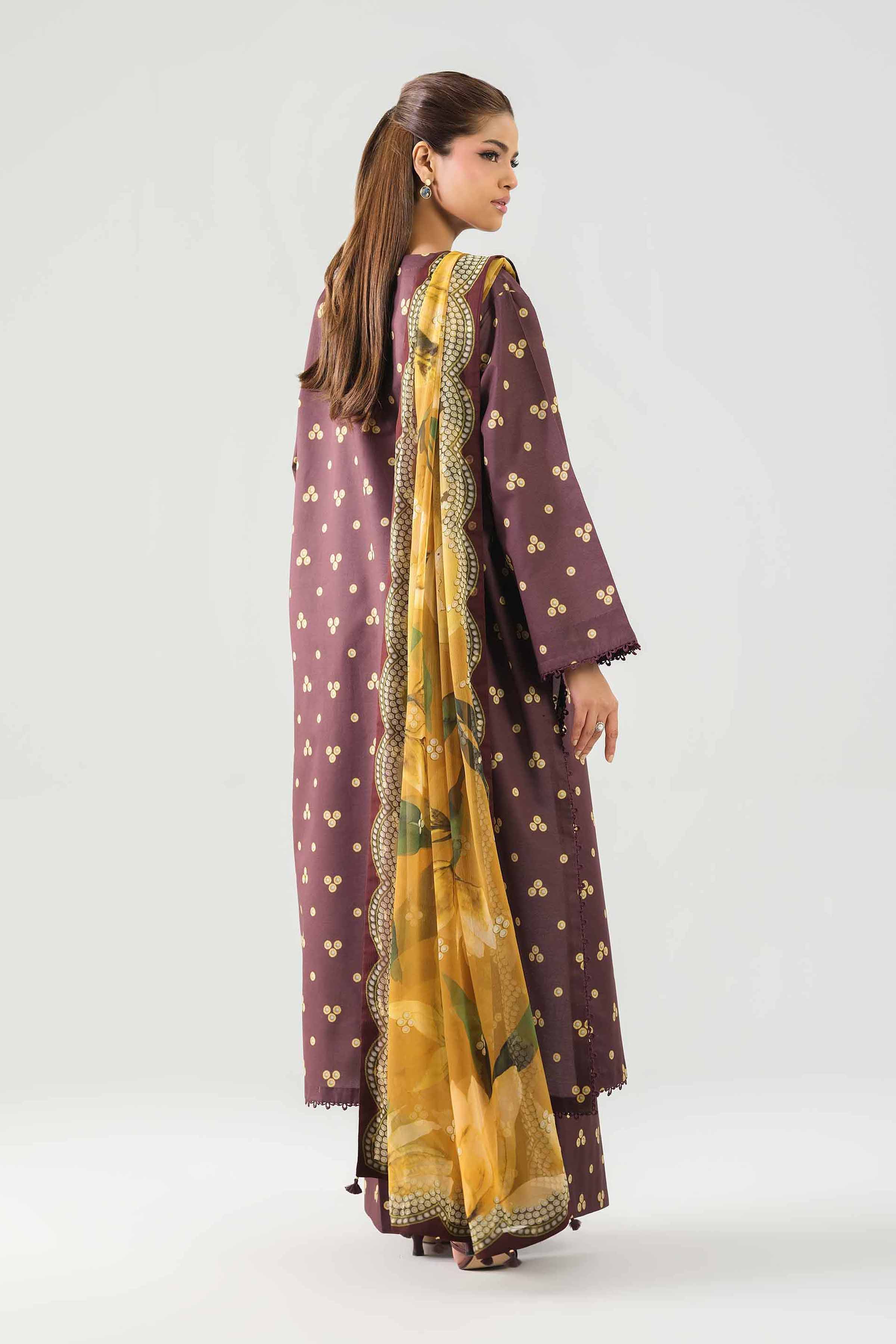 3 Piece - Printed Suit - 42601254 NishatUAE Brown Lawn 3PC Printed Unstitched