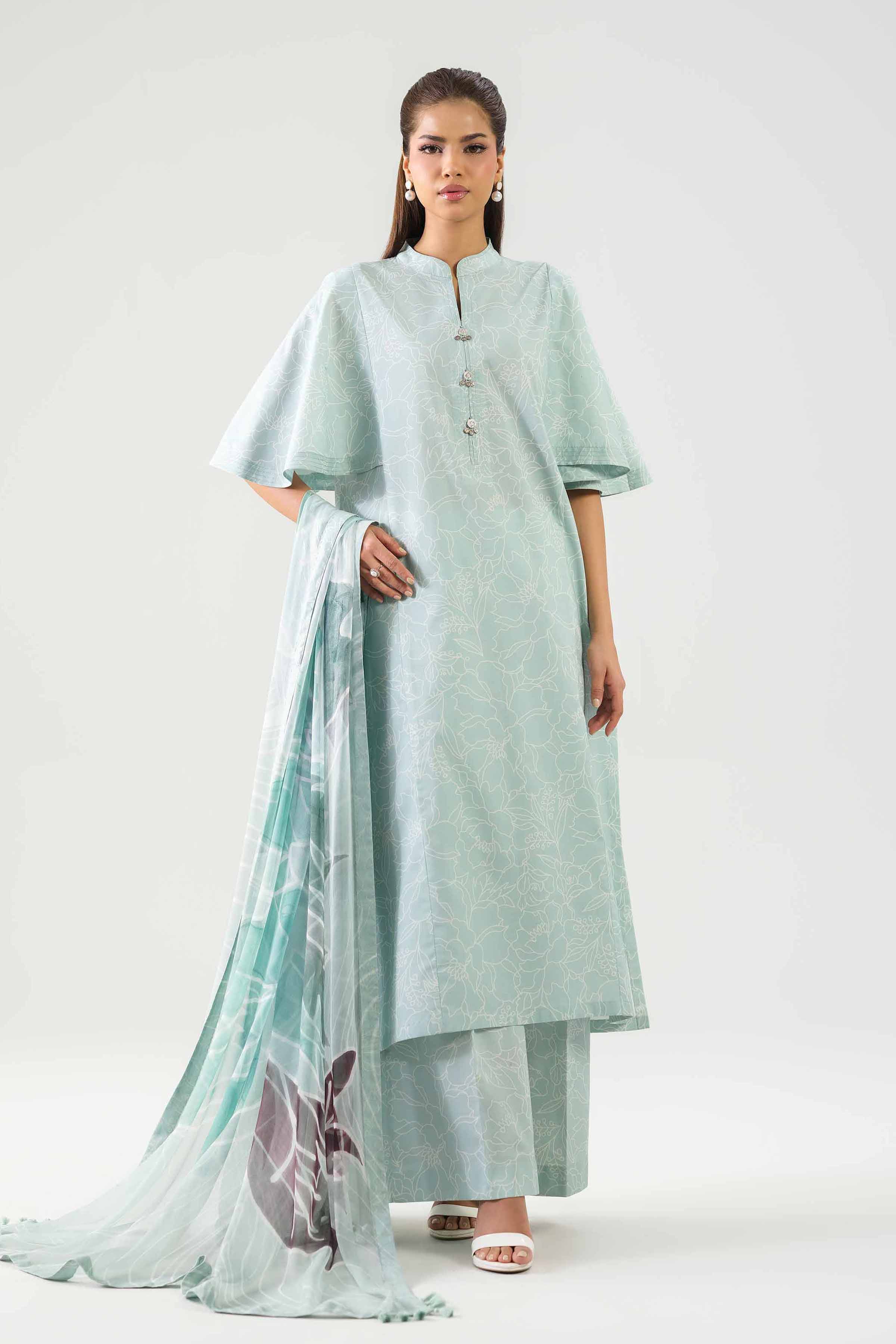 3 Piece - Printed Suit - 42601255 NishatUAE Green Lawn 3PC Printed Unstitched