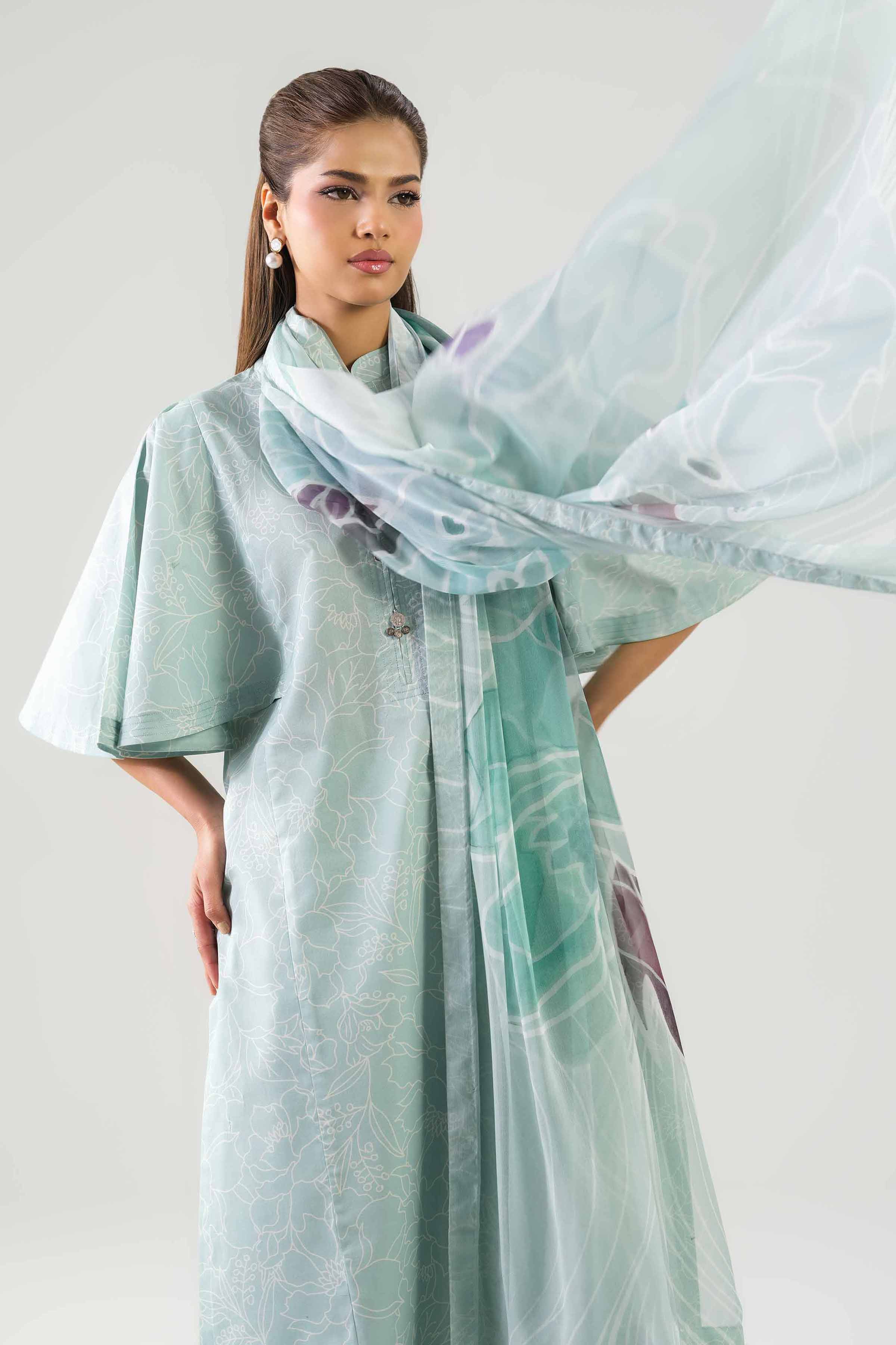 3 Piece - Printed Suit - 42601255 NishatUAE Green Lawn 3PC Printed Unstitched