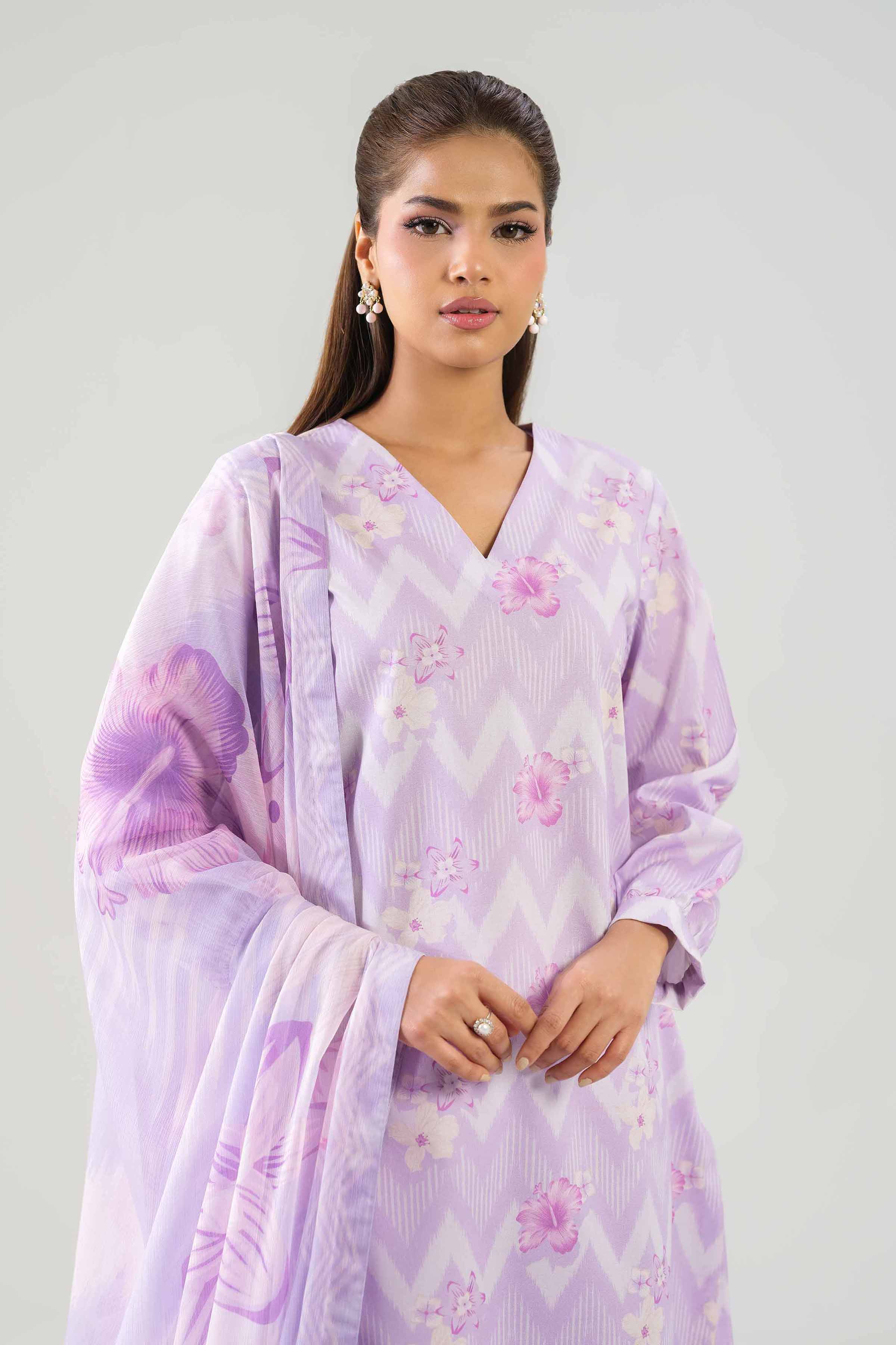3 Piece - Printed Suit - 42601256 NishatUAE Purple Lawn 3PC Printed Unstitched