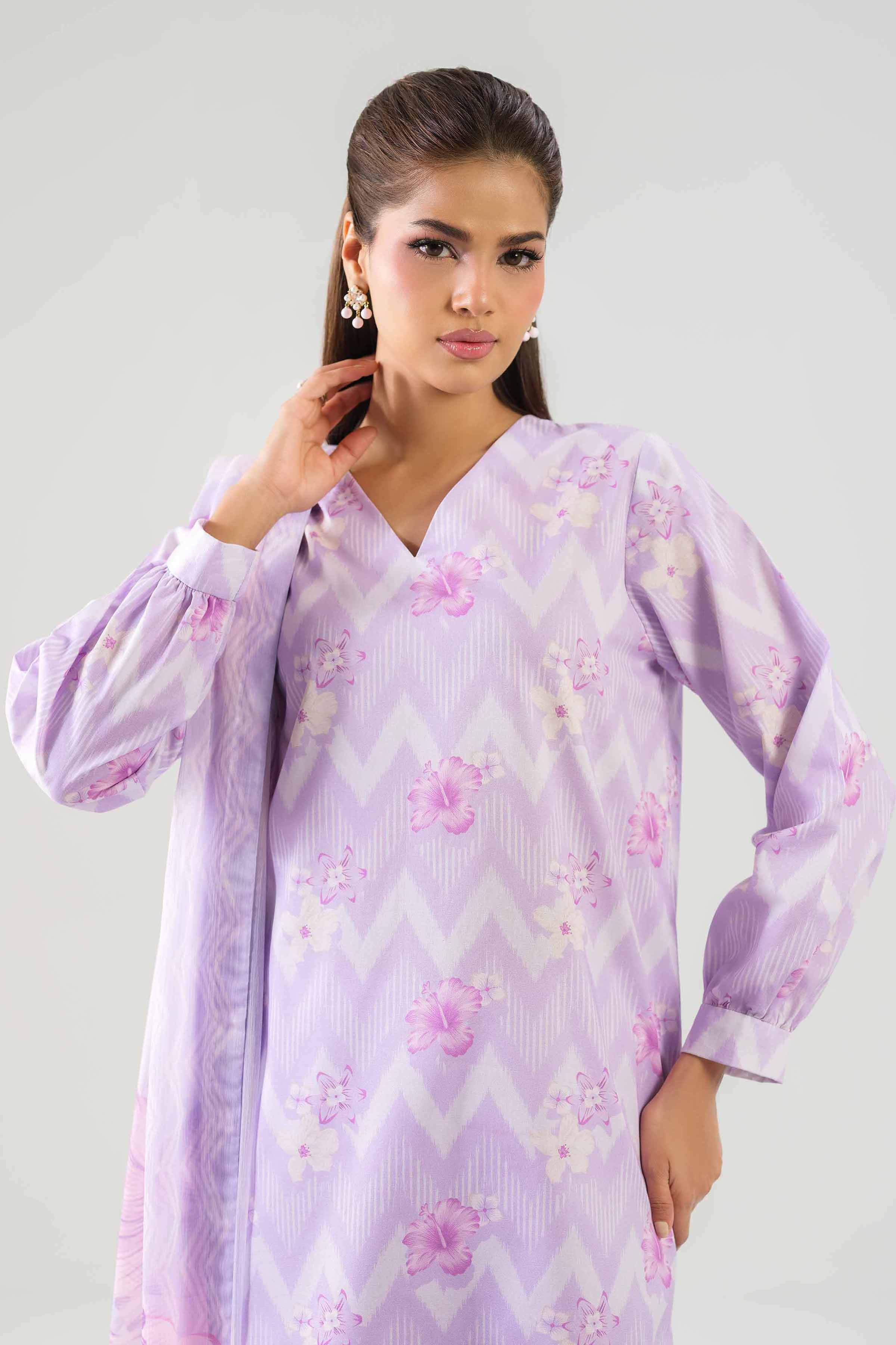 3 Piece - Printed Suit - 42601256 NishatUAE Purple Lawn 3PC Printed Unstitched