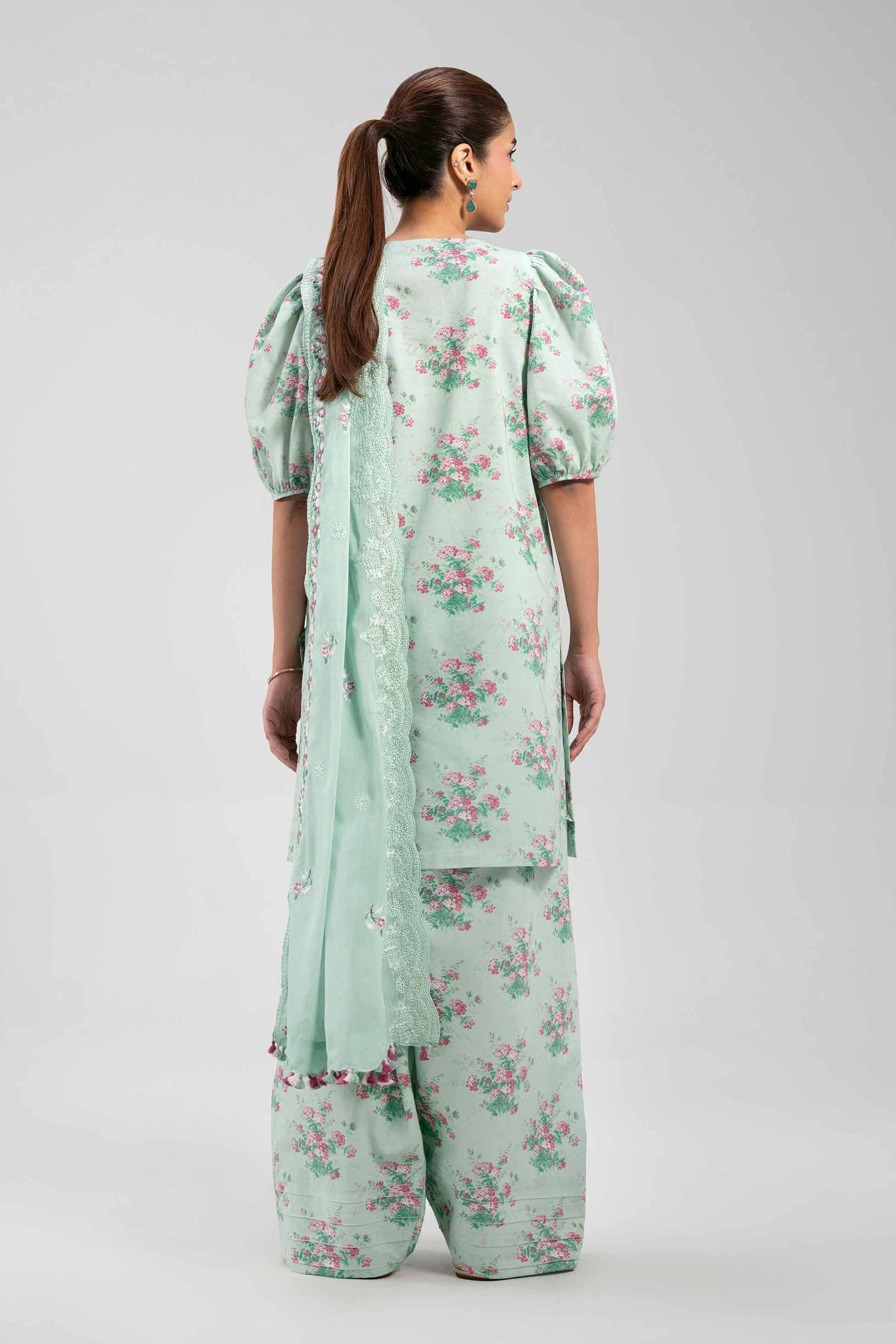 3 Piece - Embroidered Suit - 42601262 NishatUAE Green Lawn 3PC Embroidered Unstitched