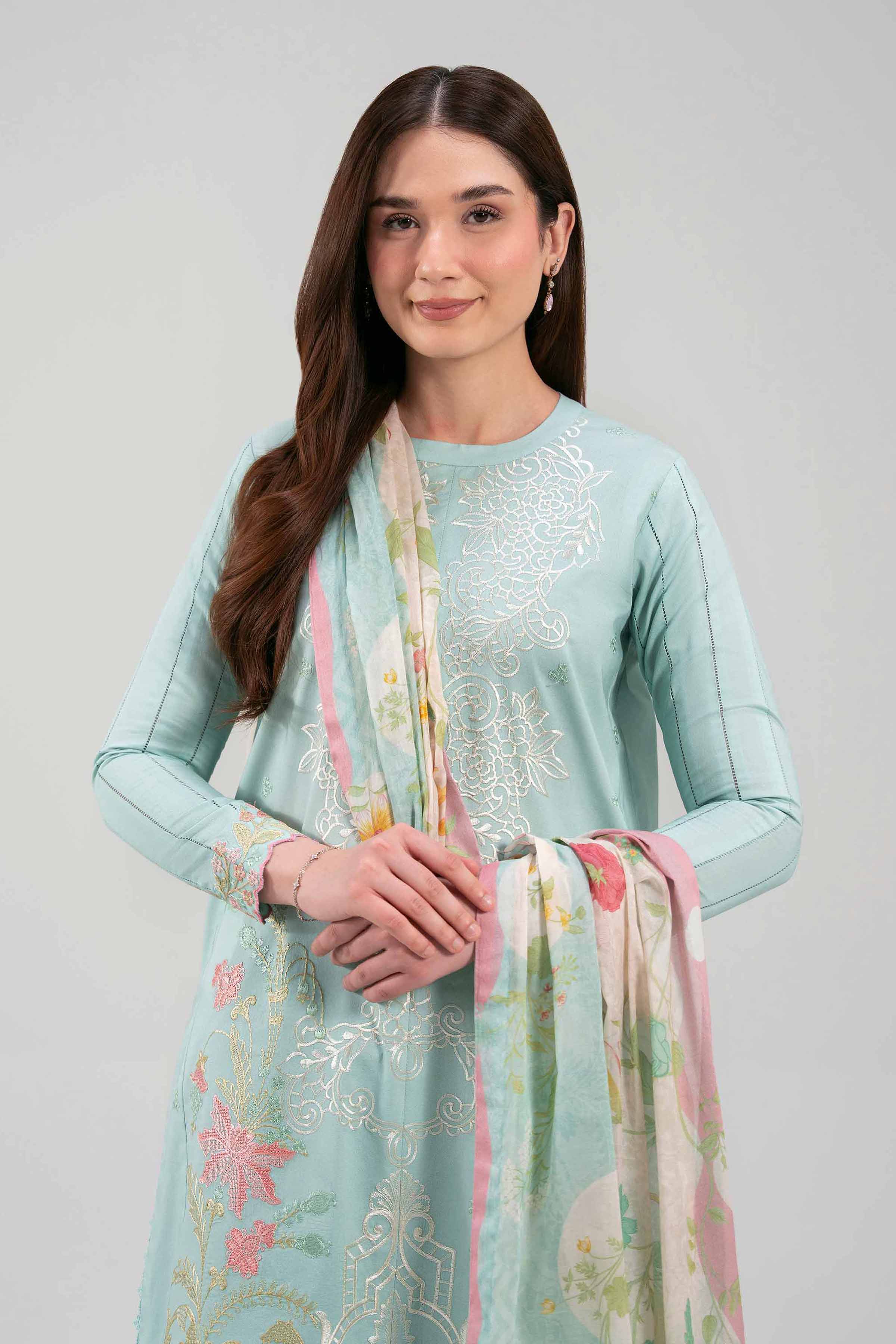 3 Piece - Printed Embroidered Suit - 42601272