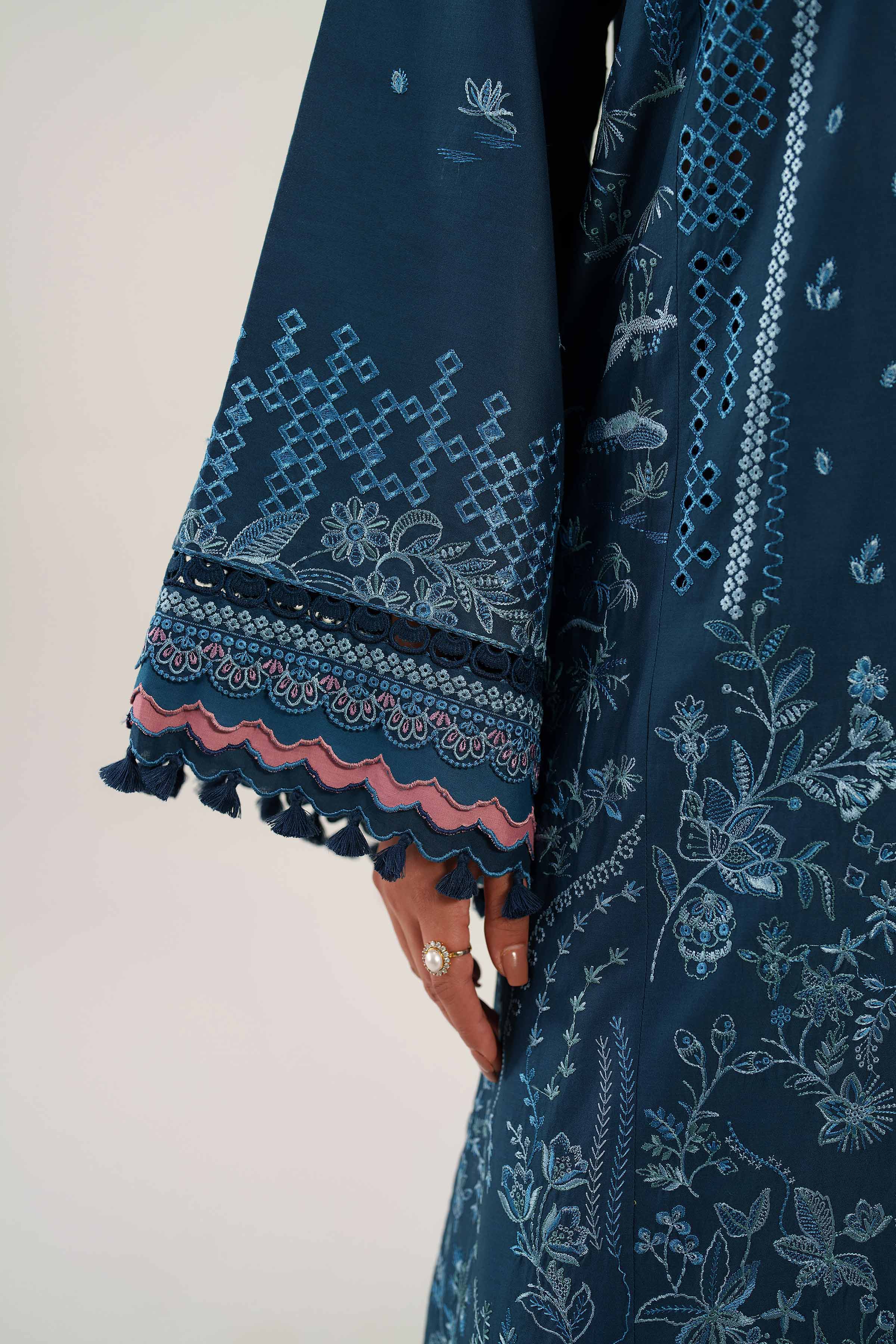 3 Piece - Embroidered Suit - 42601293 Blue Cambric 3PC Embroidered