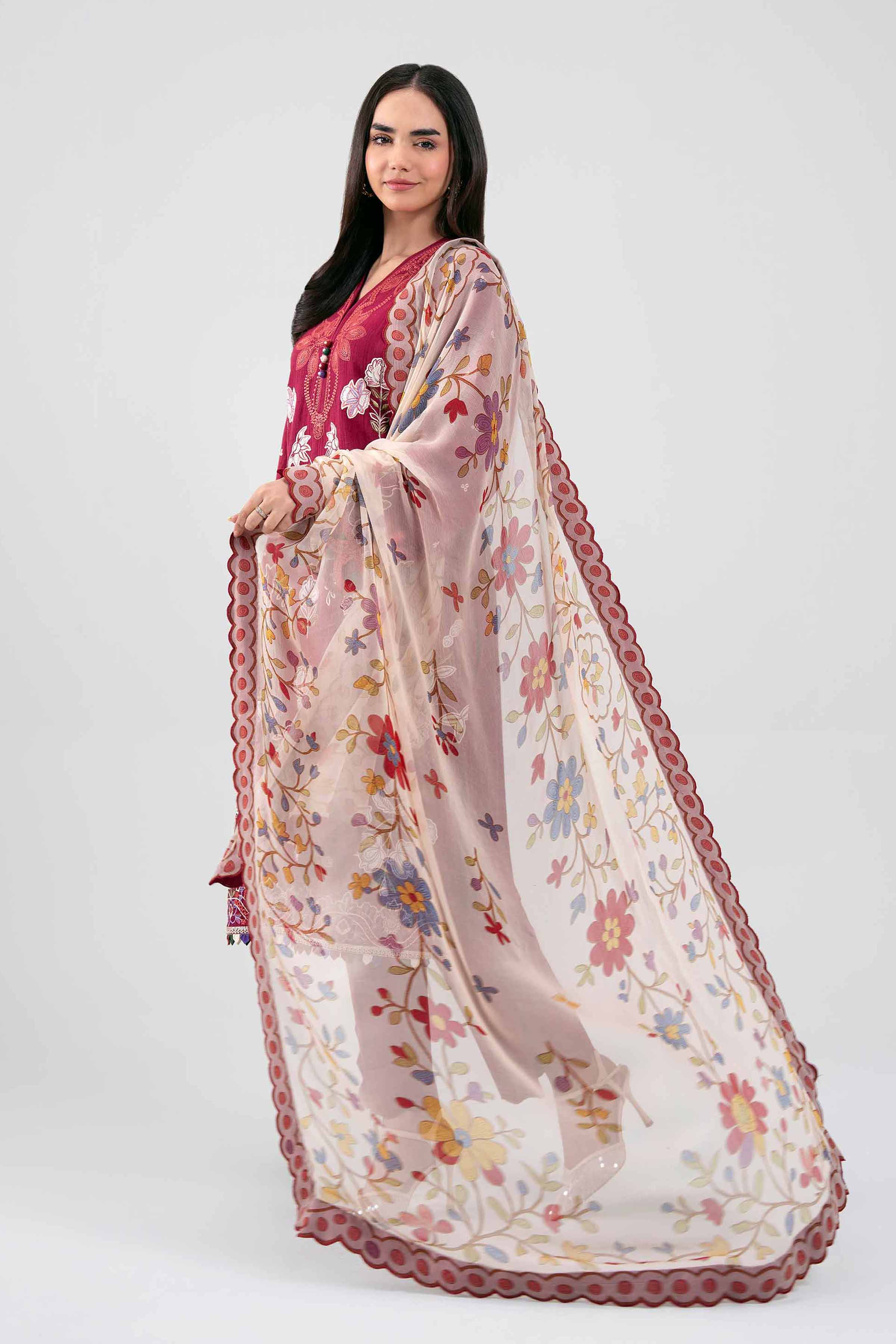 3 Piece - Digital Printed Embroidered Suit - 42601313 Red Lawn 3PC Embroidered