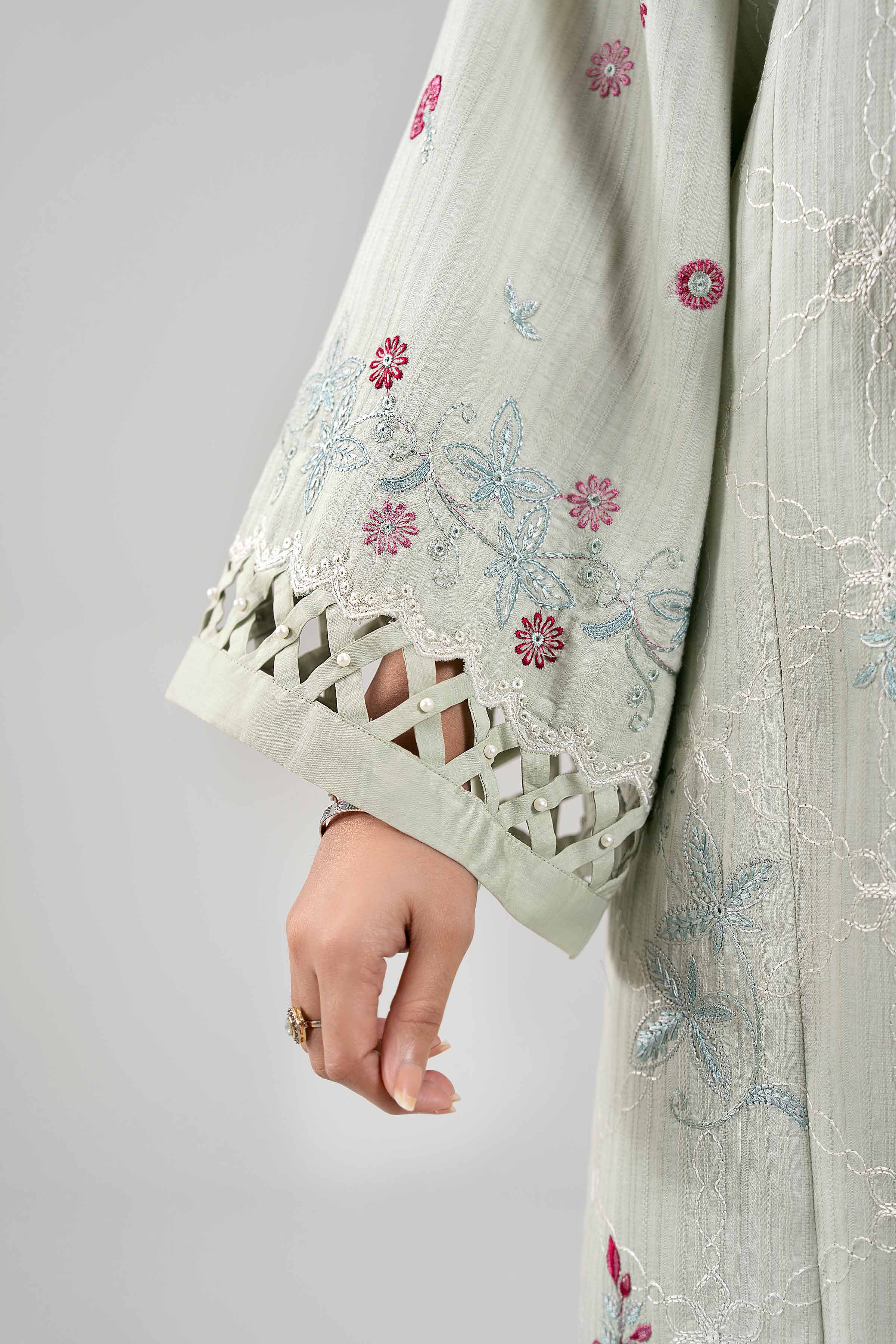 3 Piece - Digital Printed Embroidered Suit - 42601315 Beige & Dull Teal Lawn 3PC Embroidered